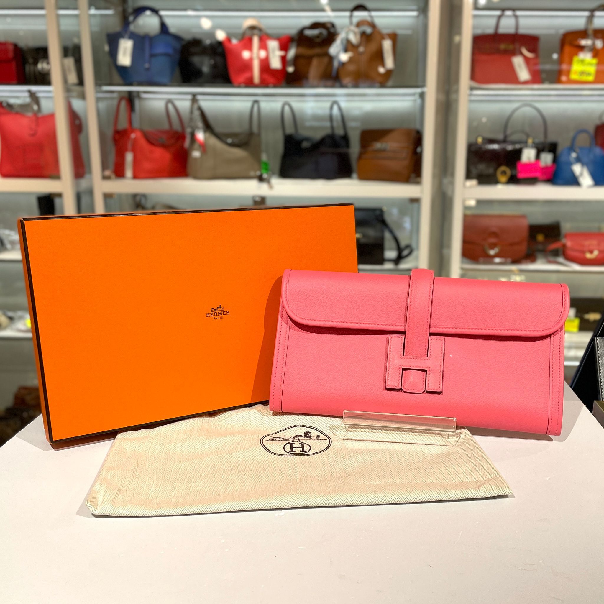 全新HERMES CLUTCH BAG,D刻, JIGE ELAN 29, 8W  EVERCOLOR 唇膏粉 #愛馬仕手拿包 #BRAND NEW #香榭站正品