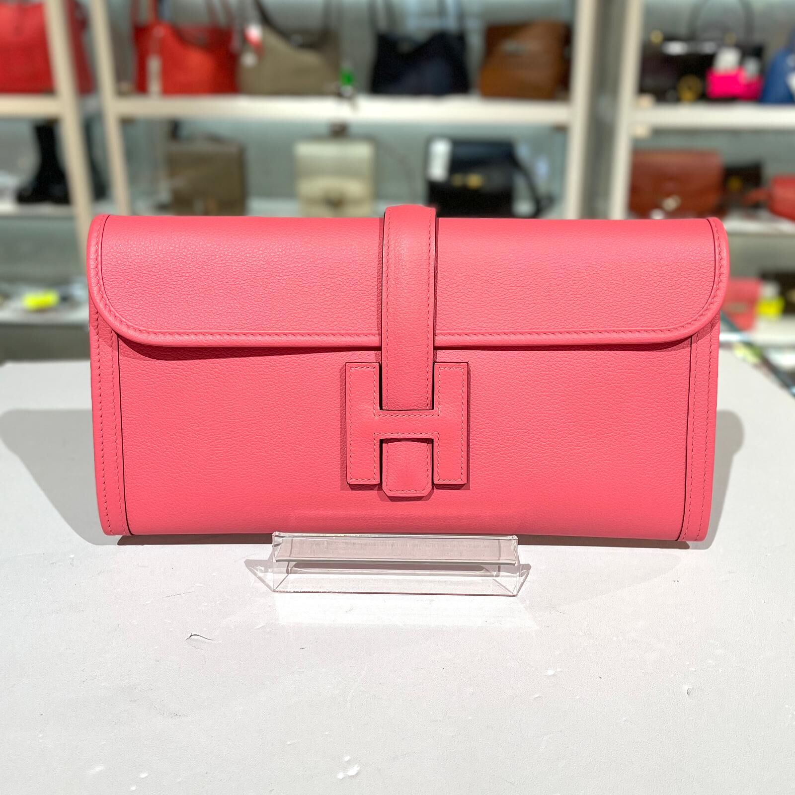 全新HERMES CLUTCH BAG,D刻, JIGE ELAN 29, 8W  EVERCOLOR 唇膏粉 #愛馬仕手拿包 #BRAND NEW #香榭站正品