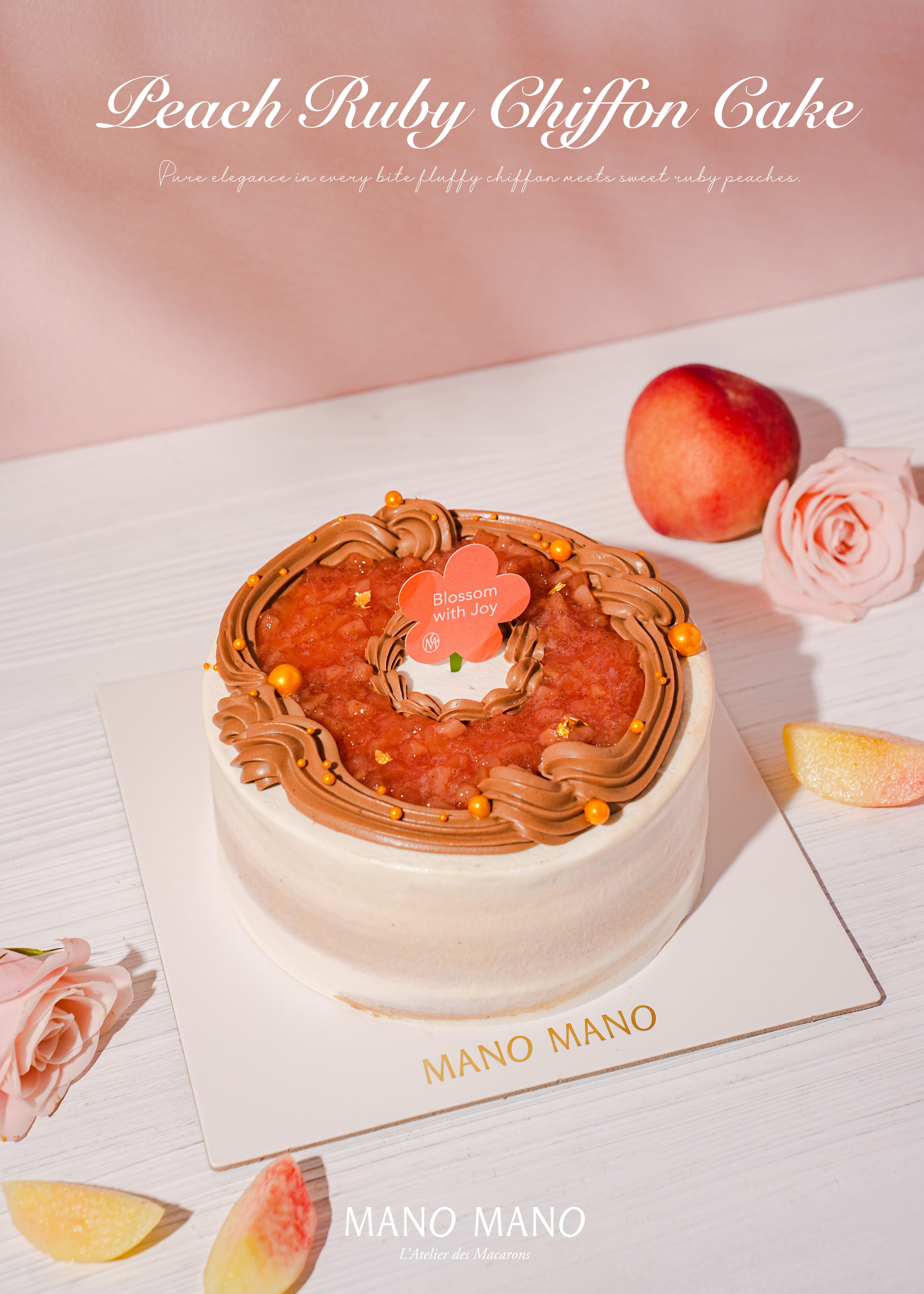 6吋 蜜桃紅玉戚風蛋糕