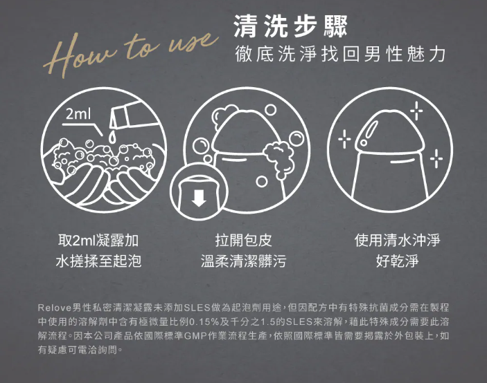 男性私密處清潔 - 清洗步驟