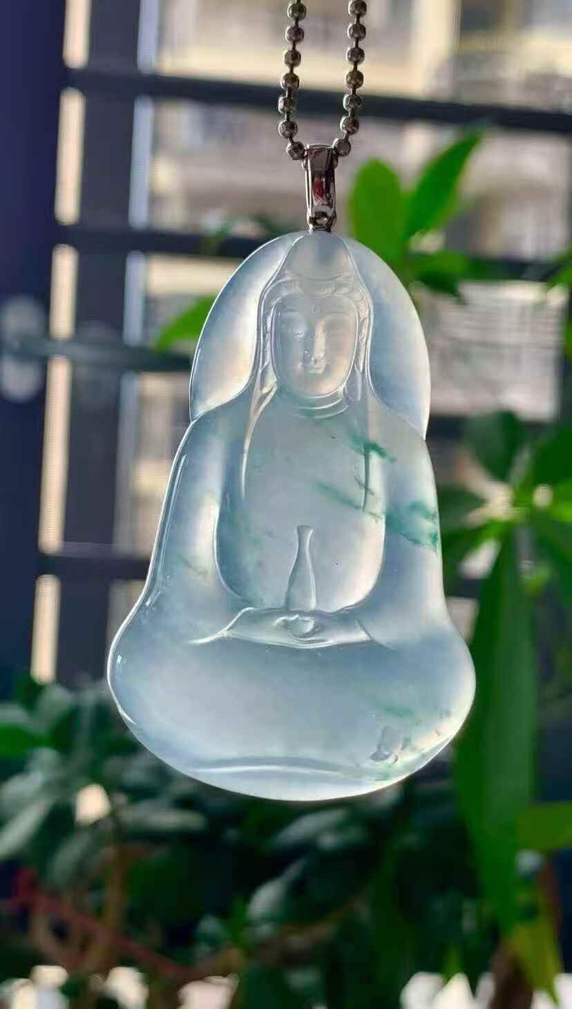 翡翠觀音吊墜,天然翡翠A玉, 緬甸玉, Jade, Jadeite