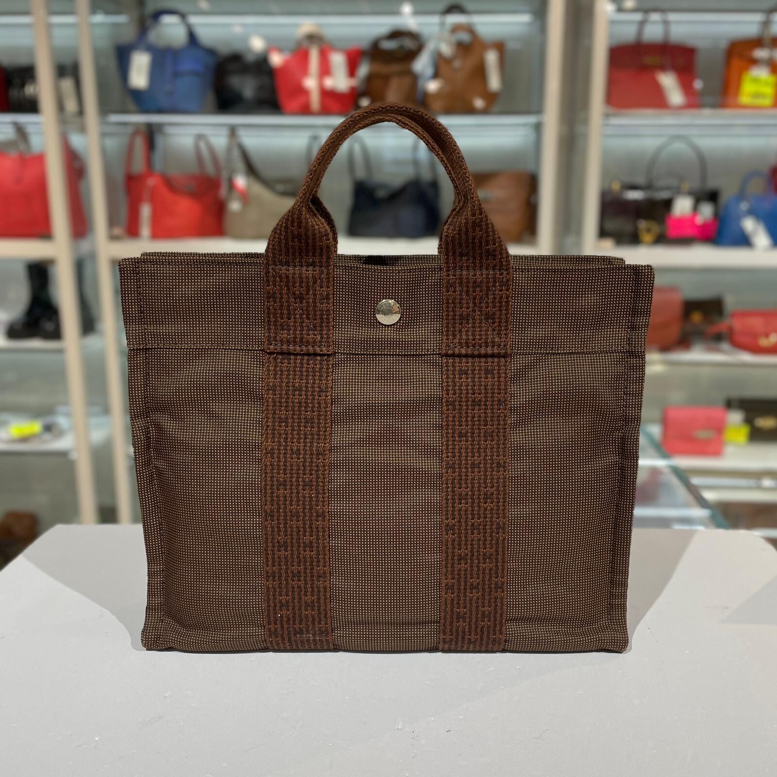 全新HERMES YALE LINE PM TOTE BAG 棕色帆布 #愛馬仕托特包 #BRAND NEW #香榭站正品