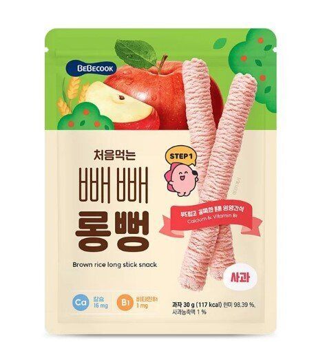 【BEBECOOK 】Brown Rice Stick (Apple) 30g- Suitable for 7 months+