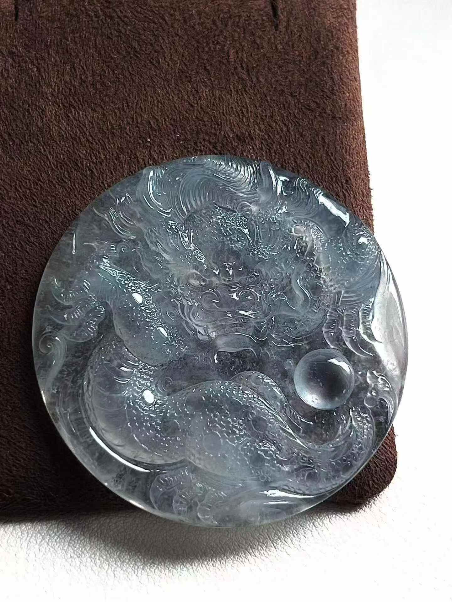 翡翠龍牌 (51.8mm直徑),天然翡翠A玉, 緬甸玉, Jade, Jadeite