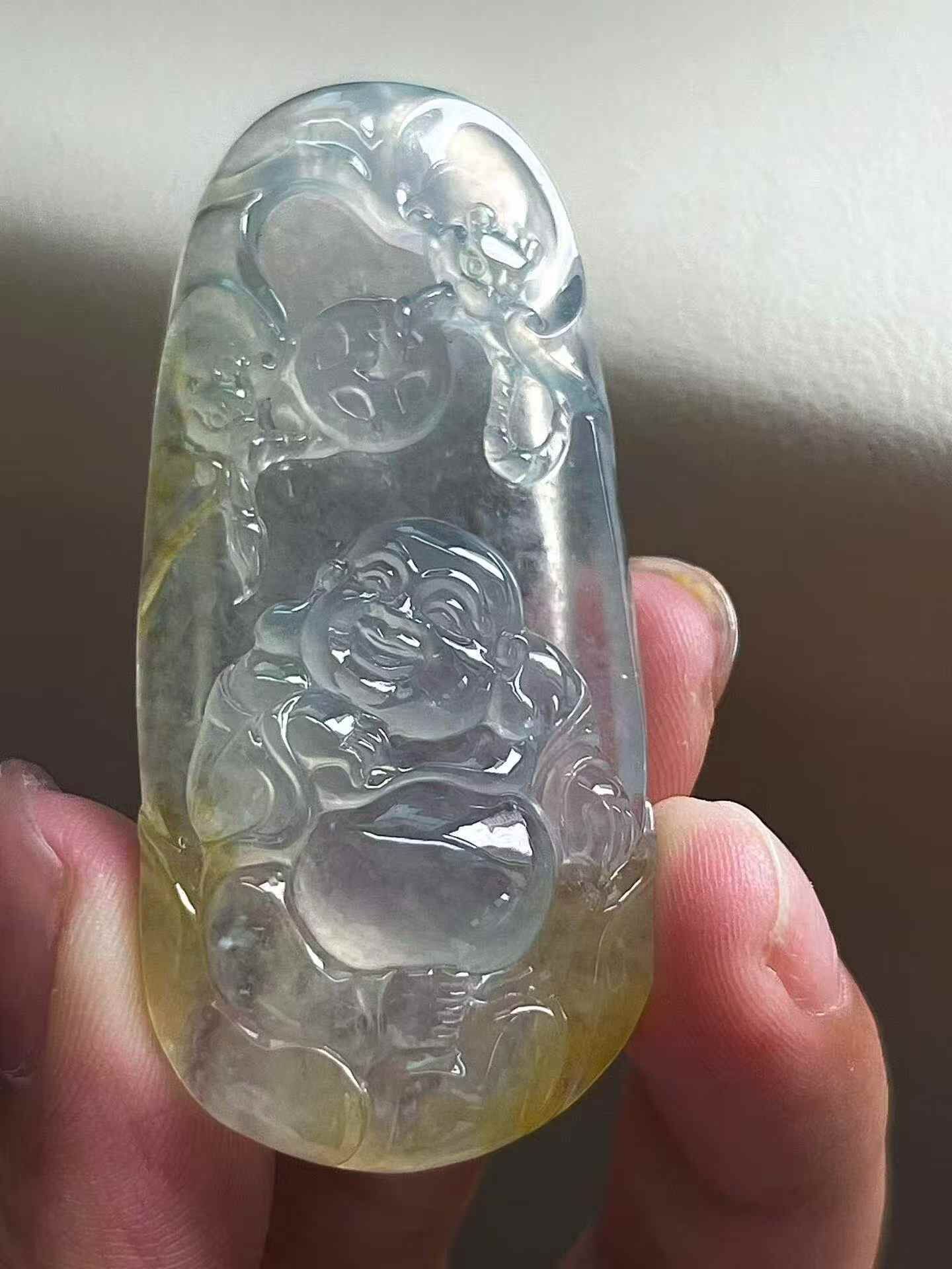 518360 翡翠黃翡坐佛牌