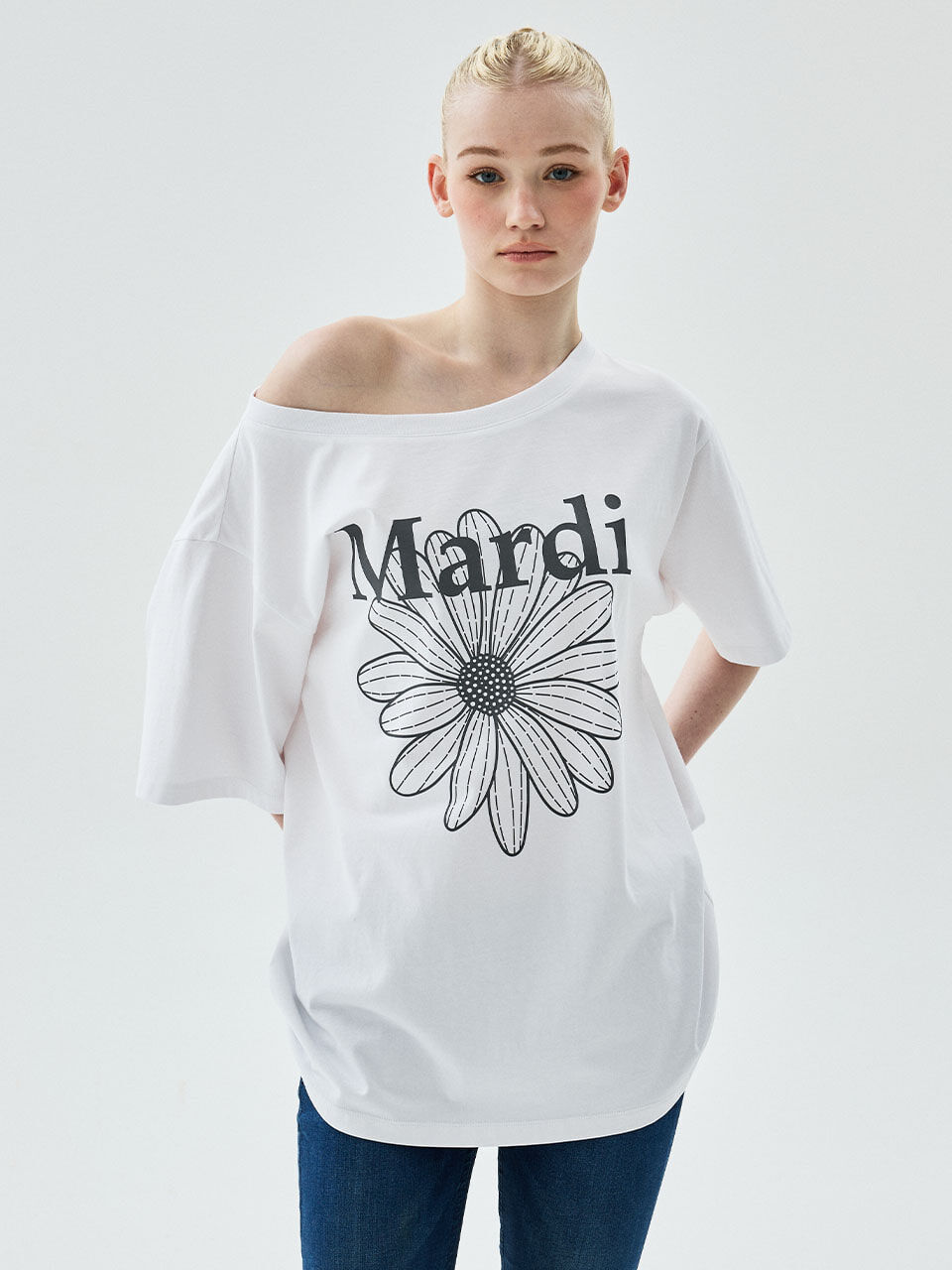 Mardi Mercredi OVERSIZED TSHIRT OFF SHOULDER FLOWERMARDI