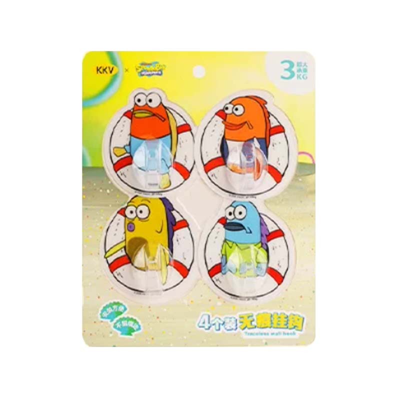 KKVx海綿寶寶形象授權 無痕掛勾 路人魚款4個裝 693238751372 [台灣現貨]