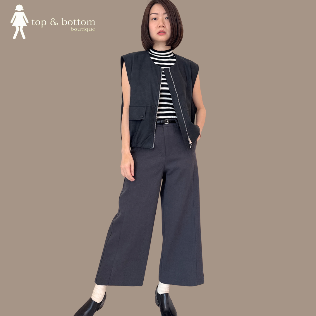 COTTON DENIM ANKLE WIDE LEG PANT