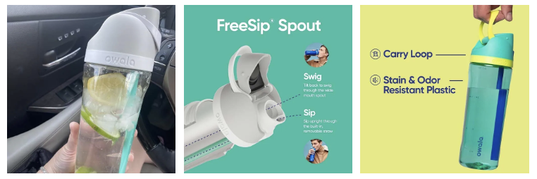 Owala FreeSip Clear Tritan Plastic Water Bottle