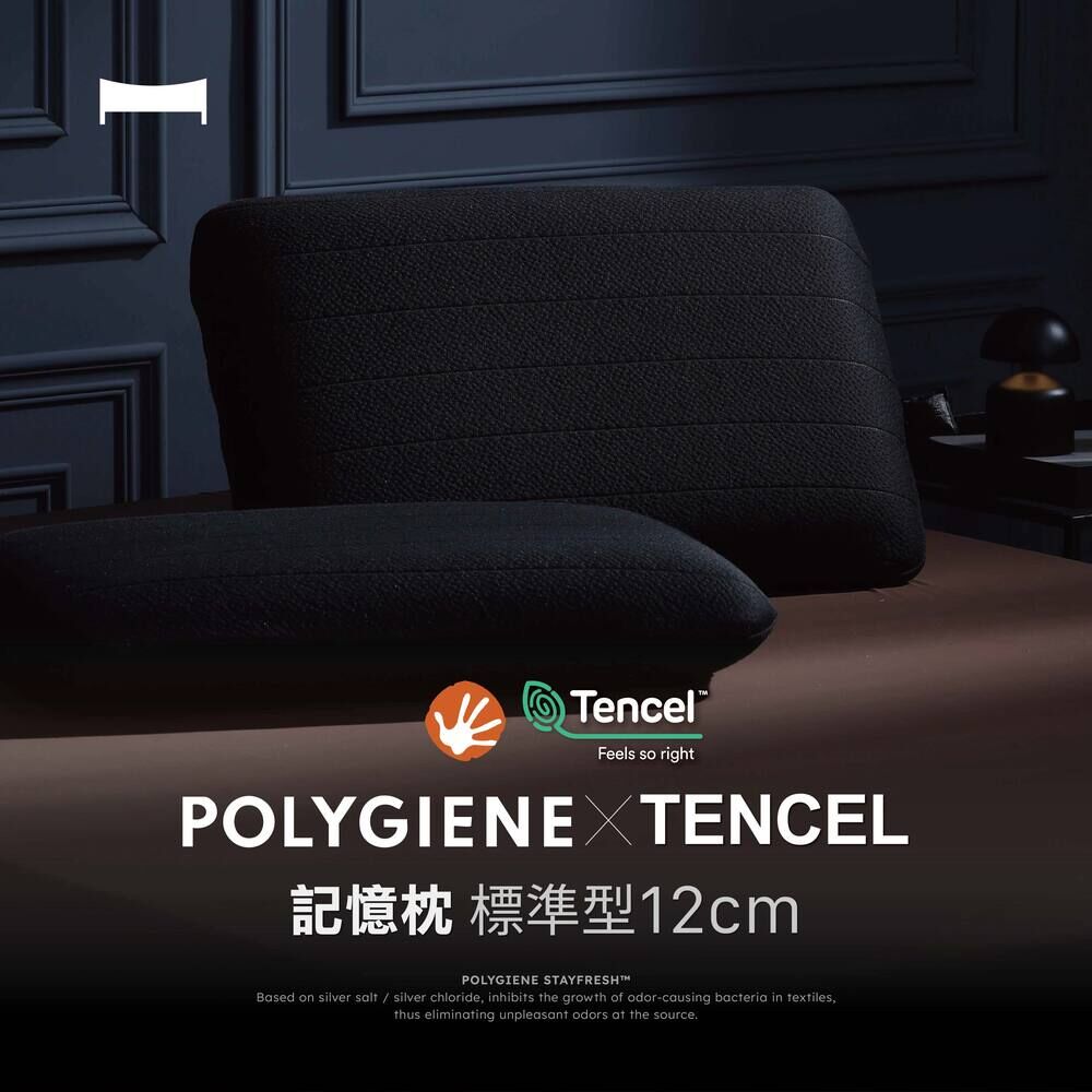 台灣製 記憶枕｜經典標準型—Polygiene™ × 天絲™ 高密度 慢回彈 防蟎抗菌 / 超服貼 / 超釋壓