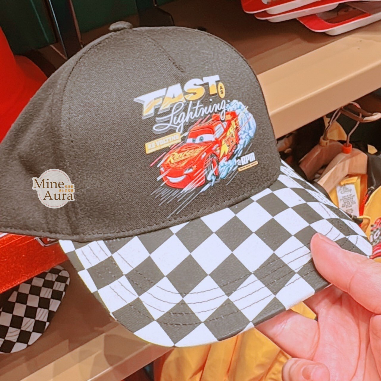閃電麥坤 Lightning McQueen 黑白格子 棒球帽 帽子 汽車總動員 Cars -香港迪士尼樂園