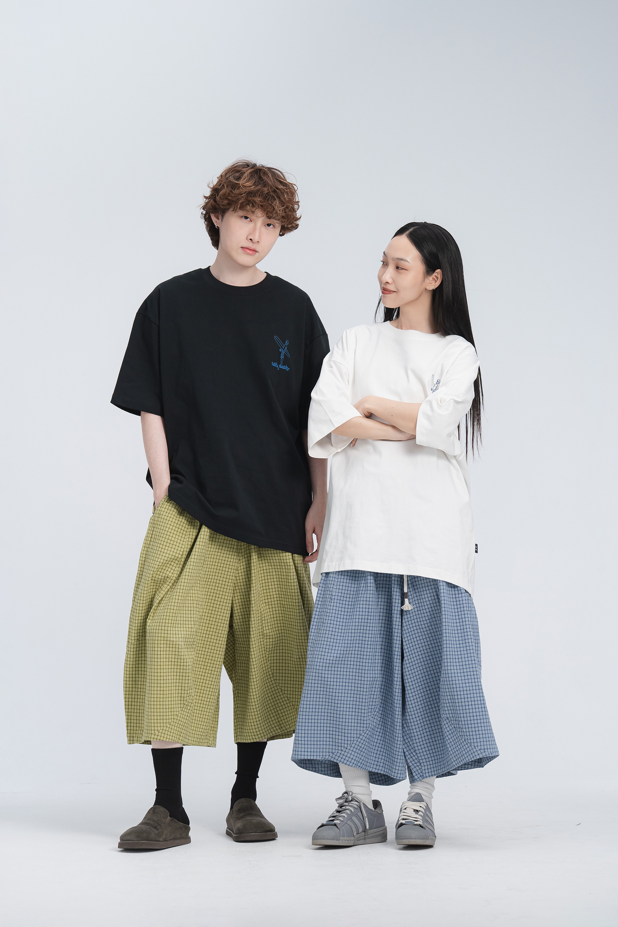 日系俏皮格紋七八分褲 3色