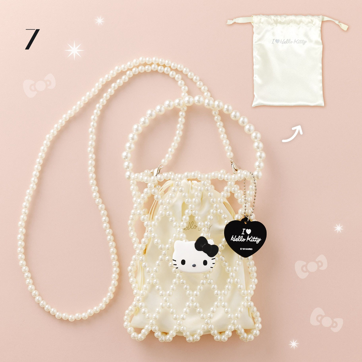 26101-KT Sanrio Hello Kitty Pearl Beaded Shoulder Bag #JP-SO26