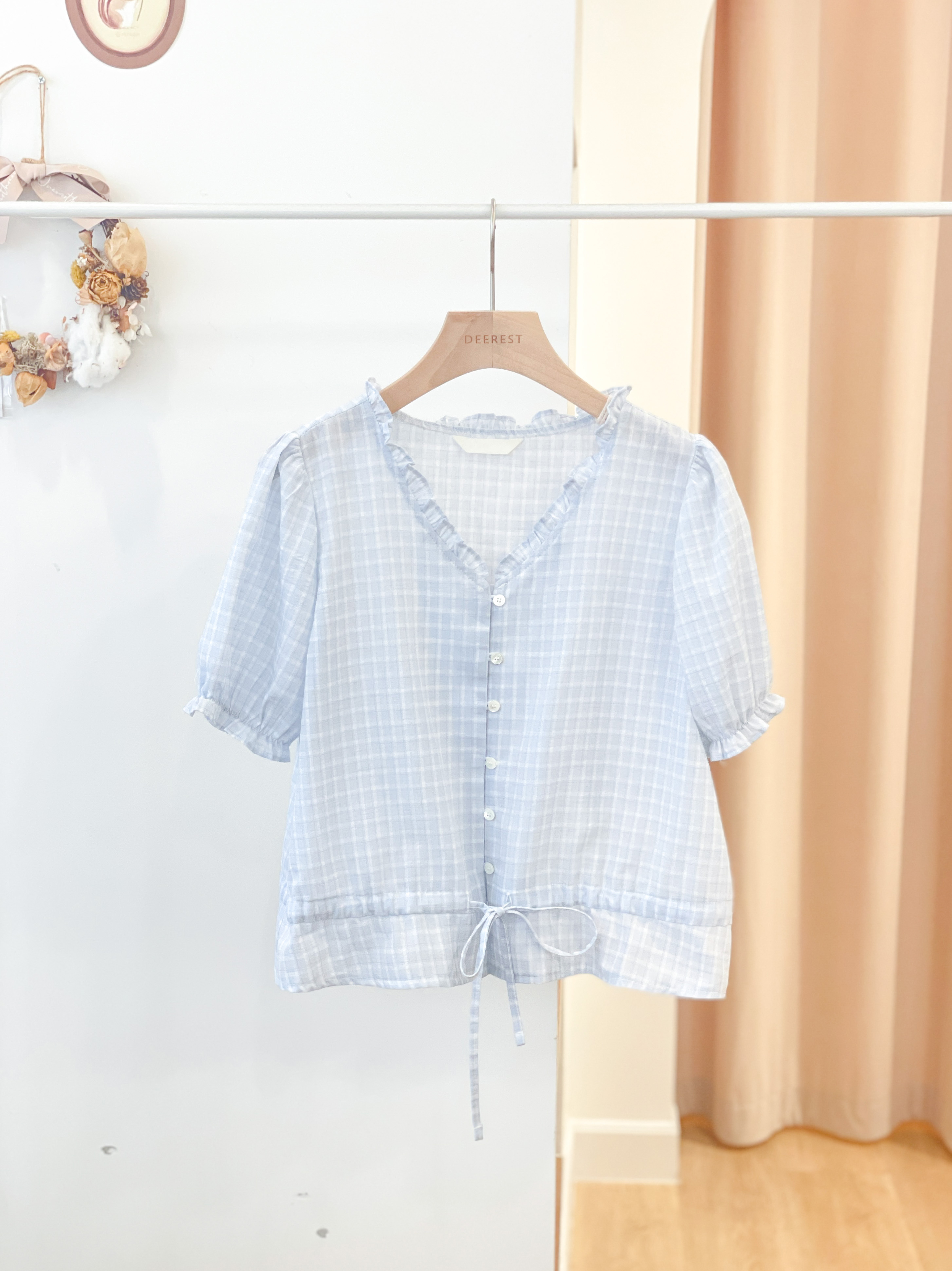 T1552 Mistral Bleu Checkered Blouse