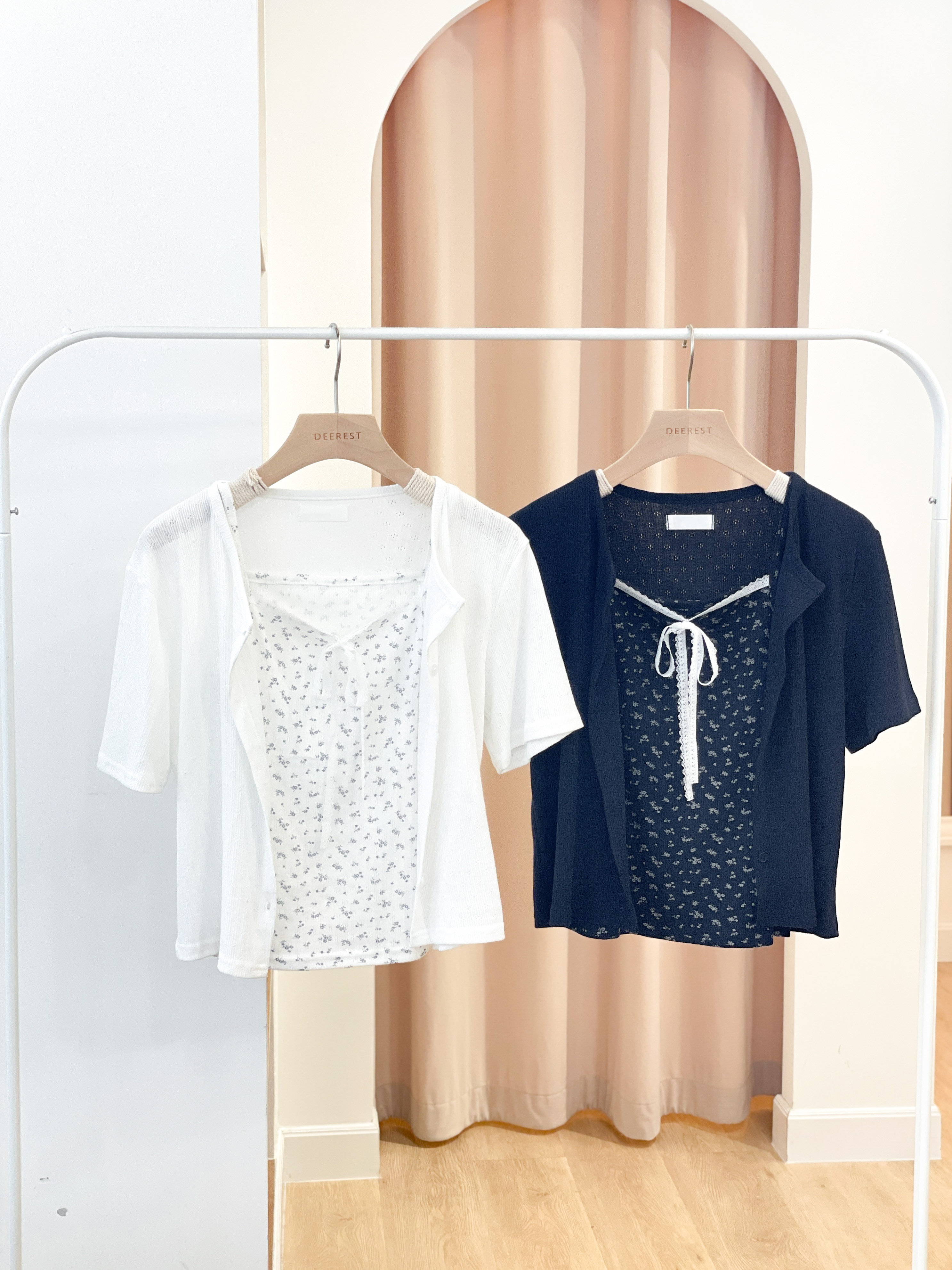 T1553 French Floral Cami & Cardigan Set