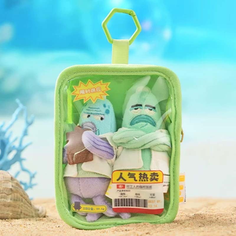 海綿寶寶卡通授權毛絨系列 不爽魚拼盤零錢包 掛件 HWBB7542 [台灣現貨]