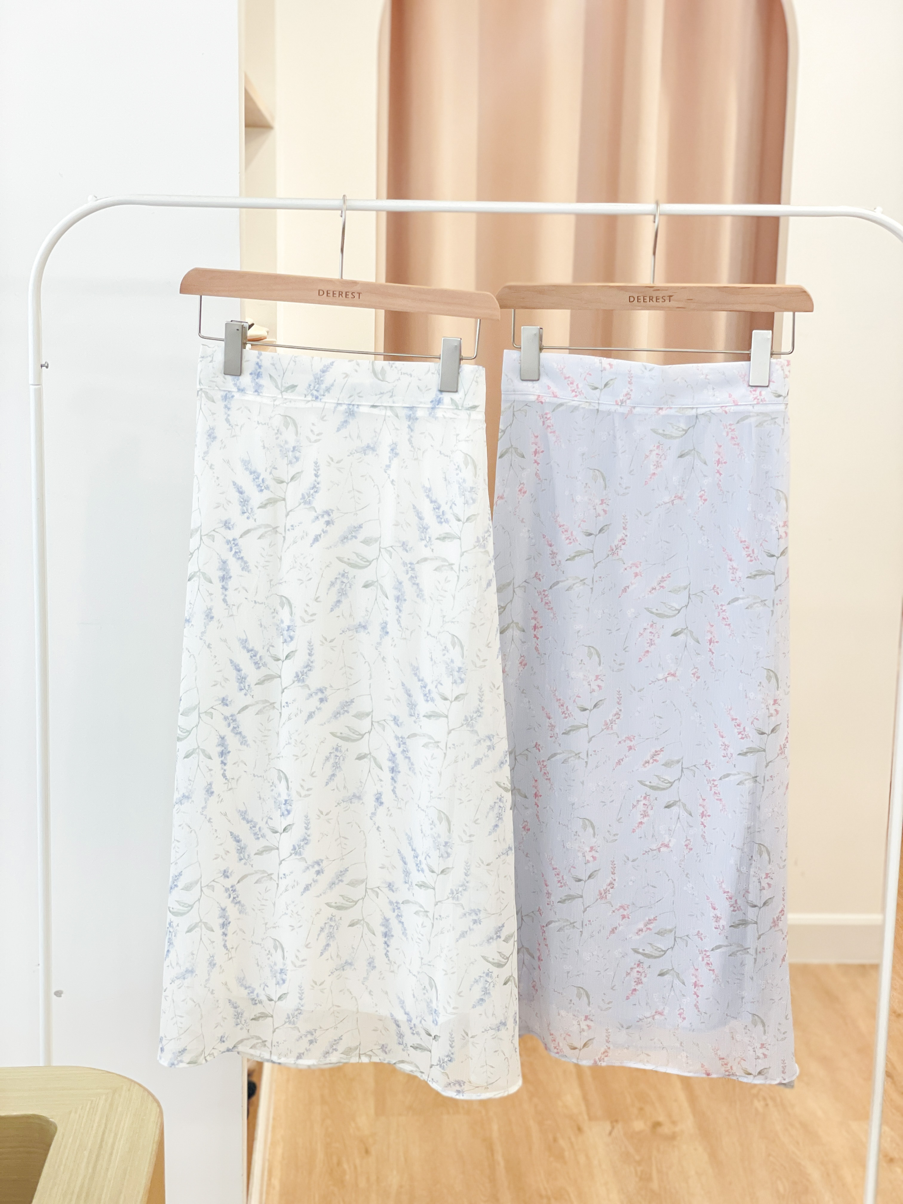 SK615 Watercolor Floral Chiffon Long Skirt