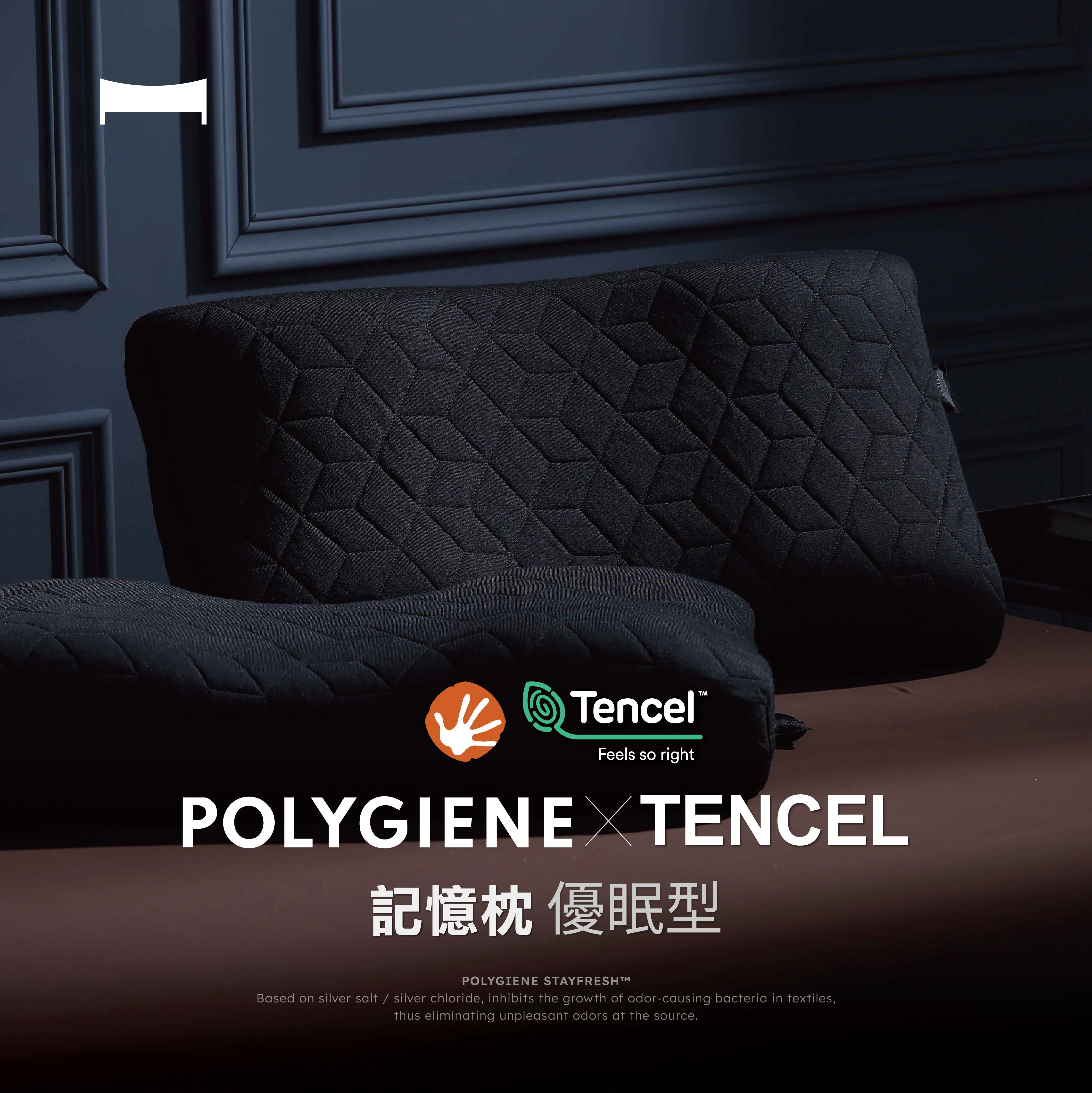 台灣製 記憶枕｜優眠型—Polygiene™ × 天絲™ 高密度 慢回彈 防蟎抗菌 / 超服貼 / 超釋壓