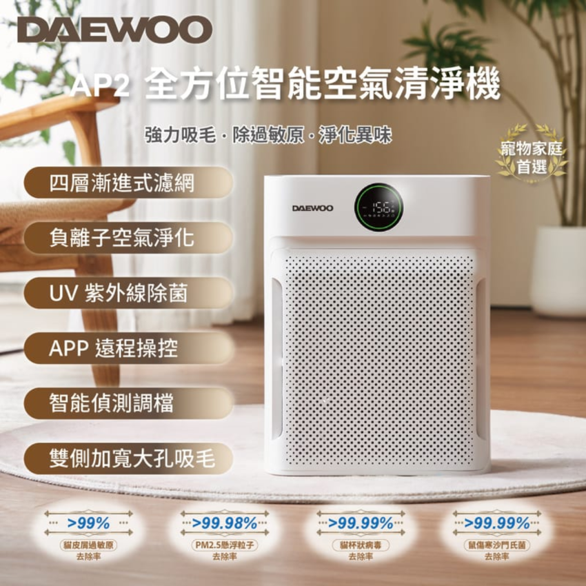 DAEWOO AP2 全方位智能空氣清淨機 [寵物家庭之選]