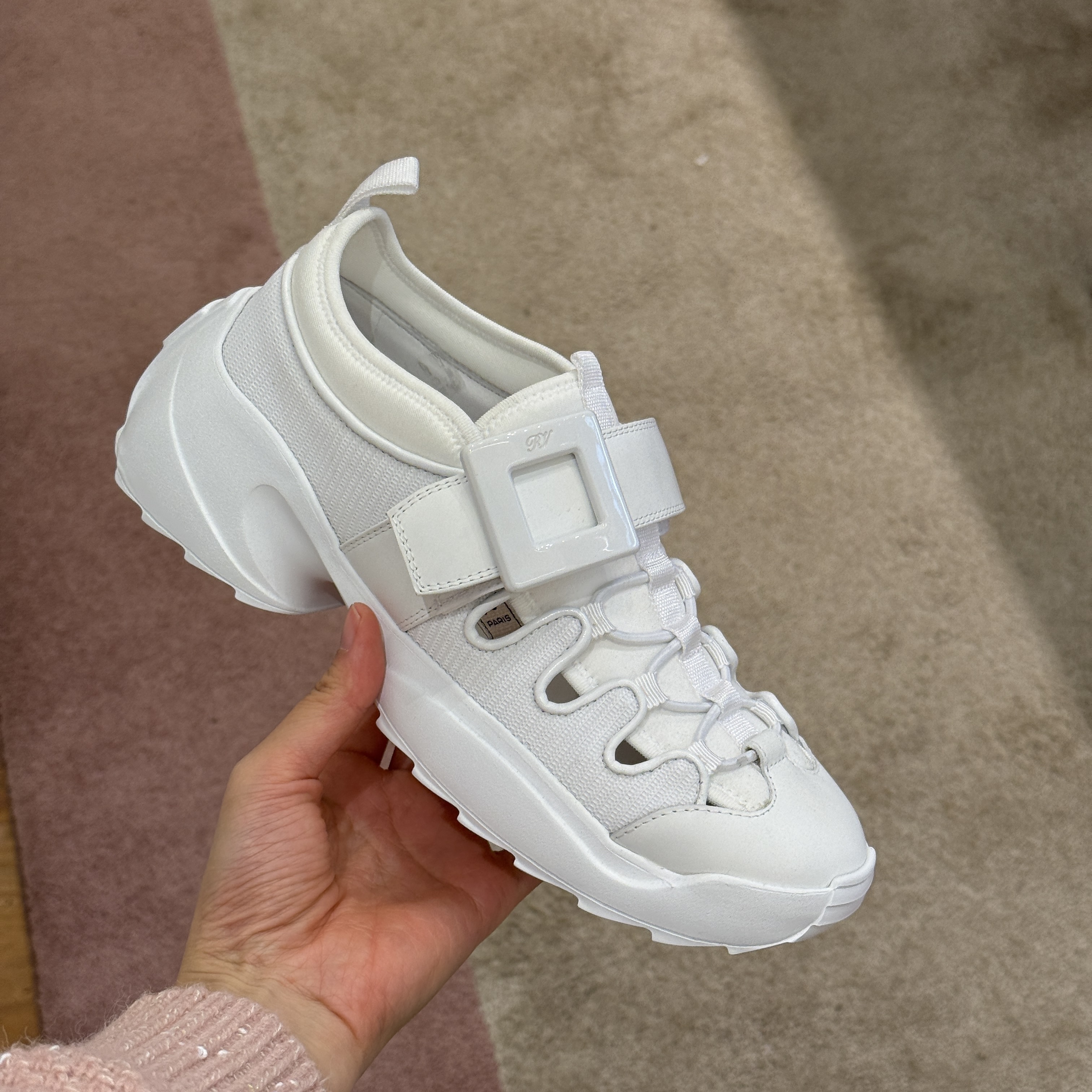 Roger Vivier Viv on the run buckle sneakers white