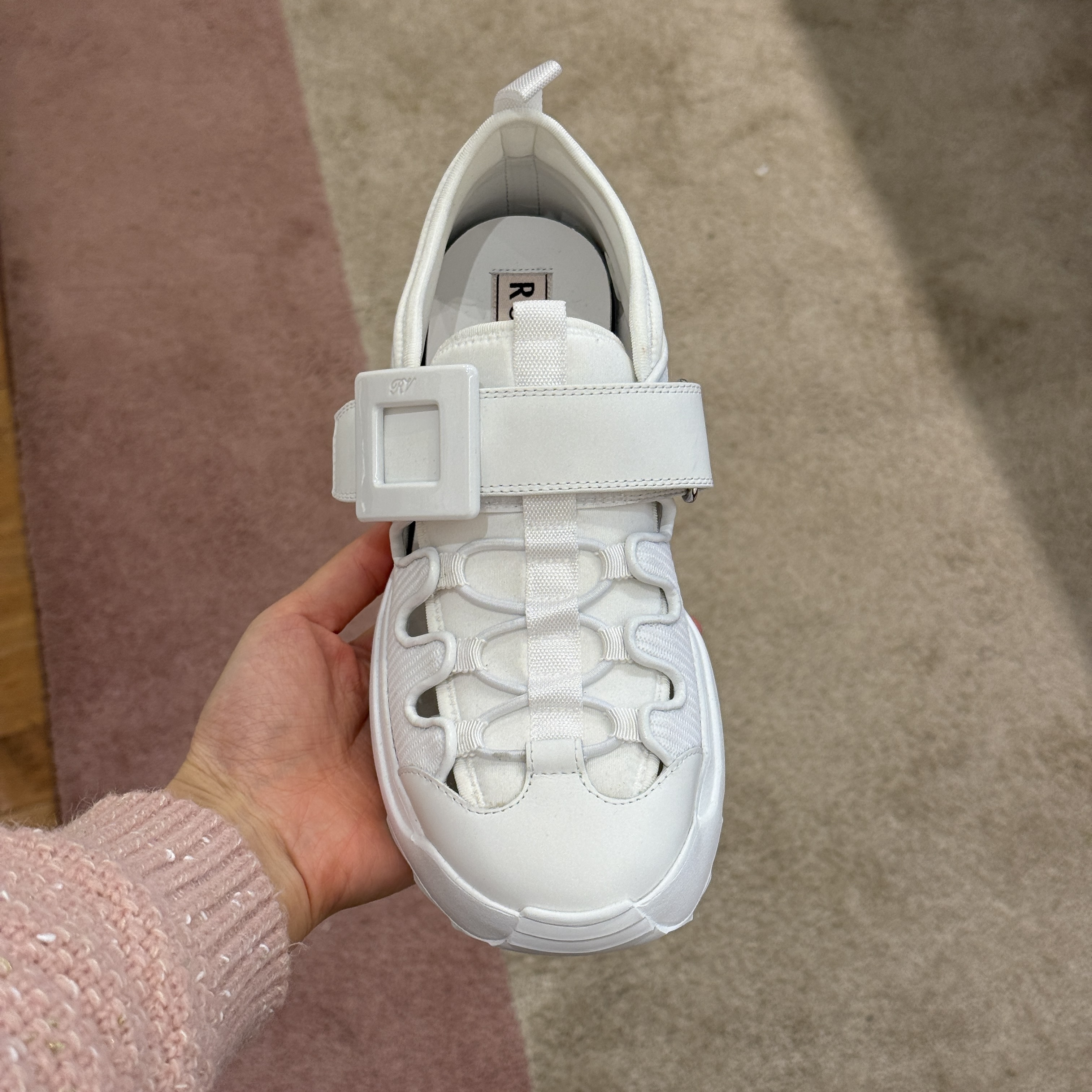 Roger Vivier Viv on the run buckle sneakers white