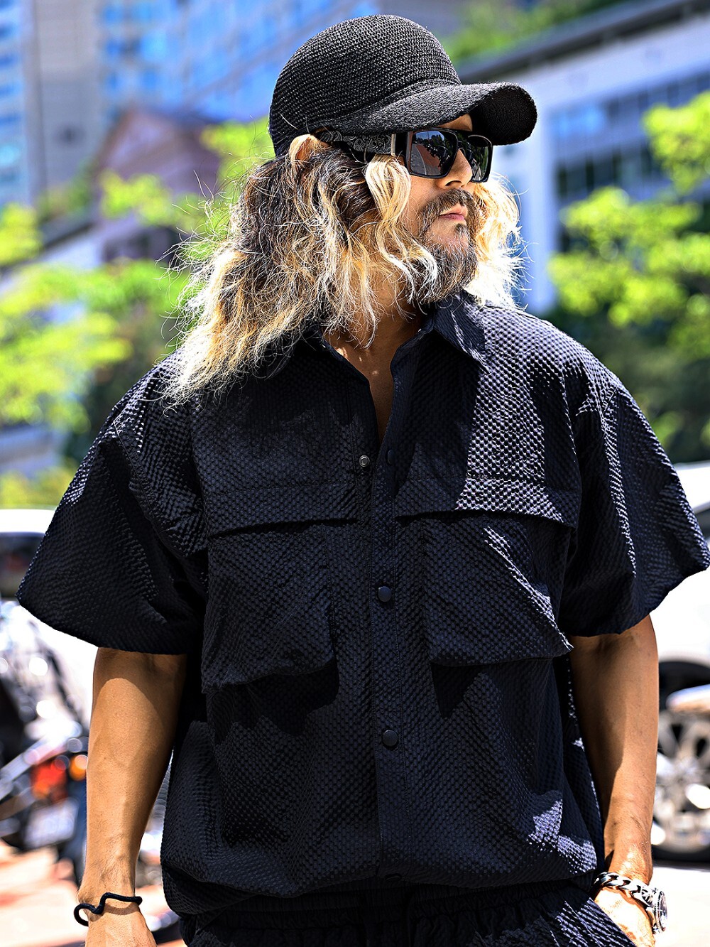 seersucker oversized shirt and shorts set