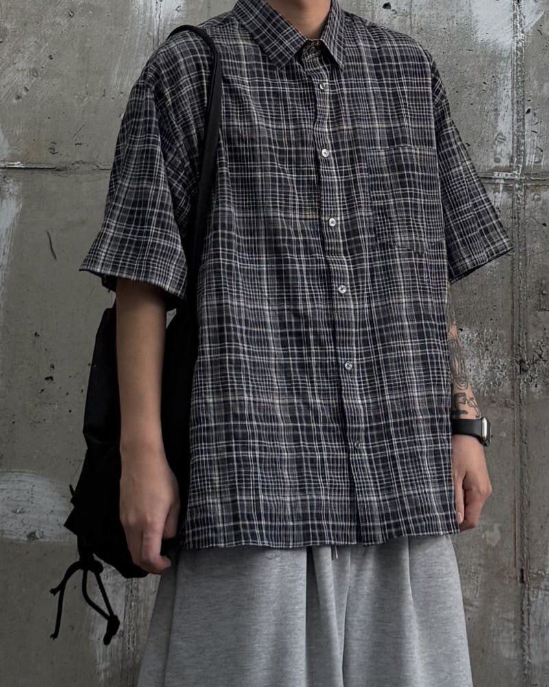 格仔短袖恤衫 OTHERFIT-025S