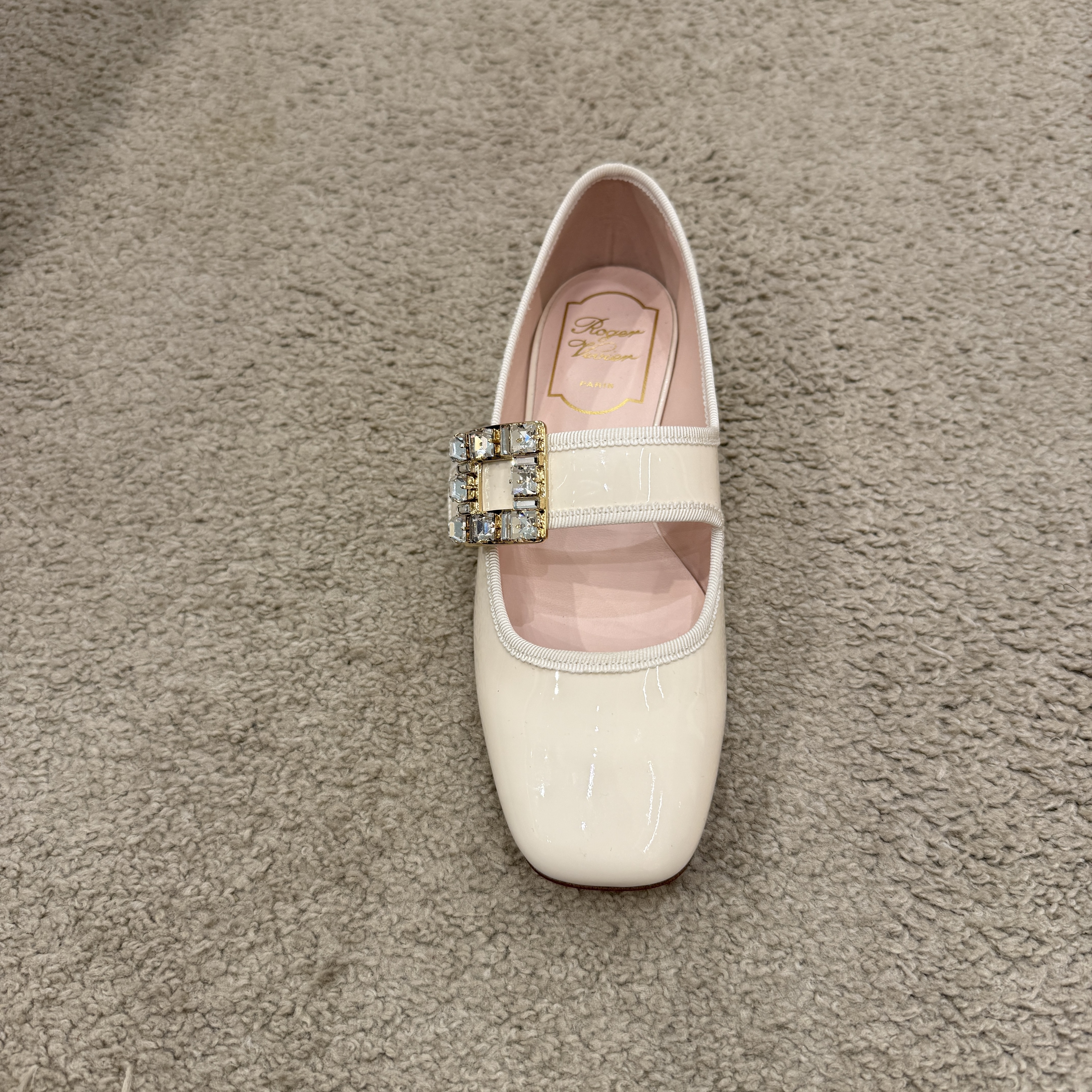Roger Vivier RV tres Vivier strass mary jane flats white