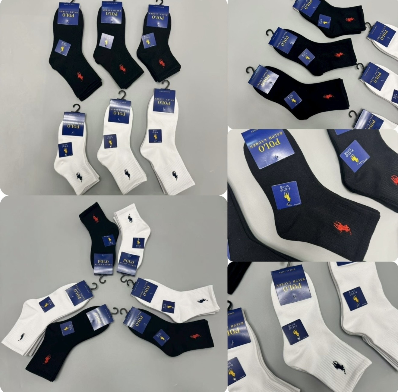 RL POLO Polo Bear 兒童純色小Logo中筒襪（1套6對）-2600359