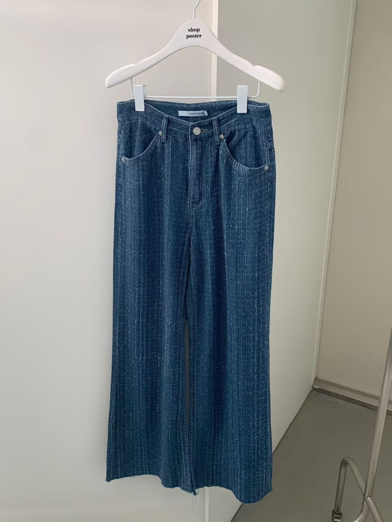 PS6242 細緻條紋寬版牛仔褲