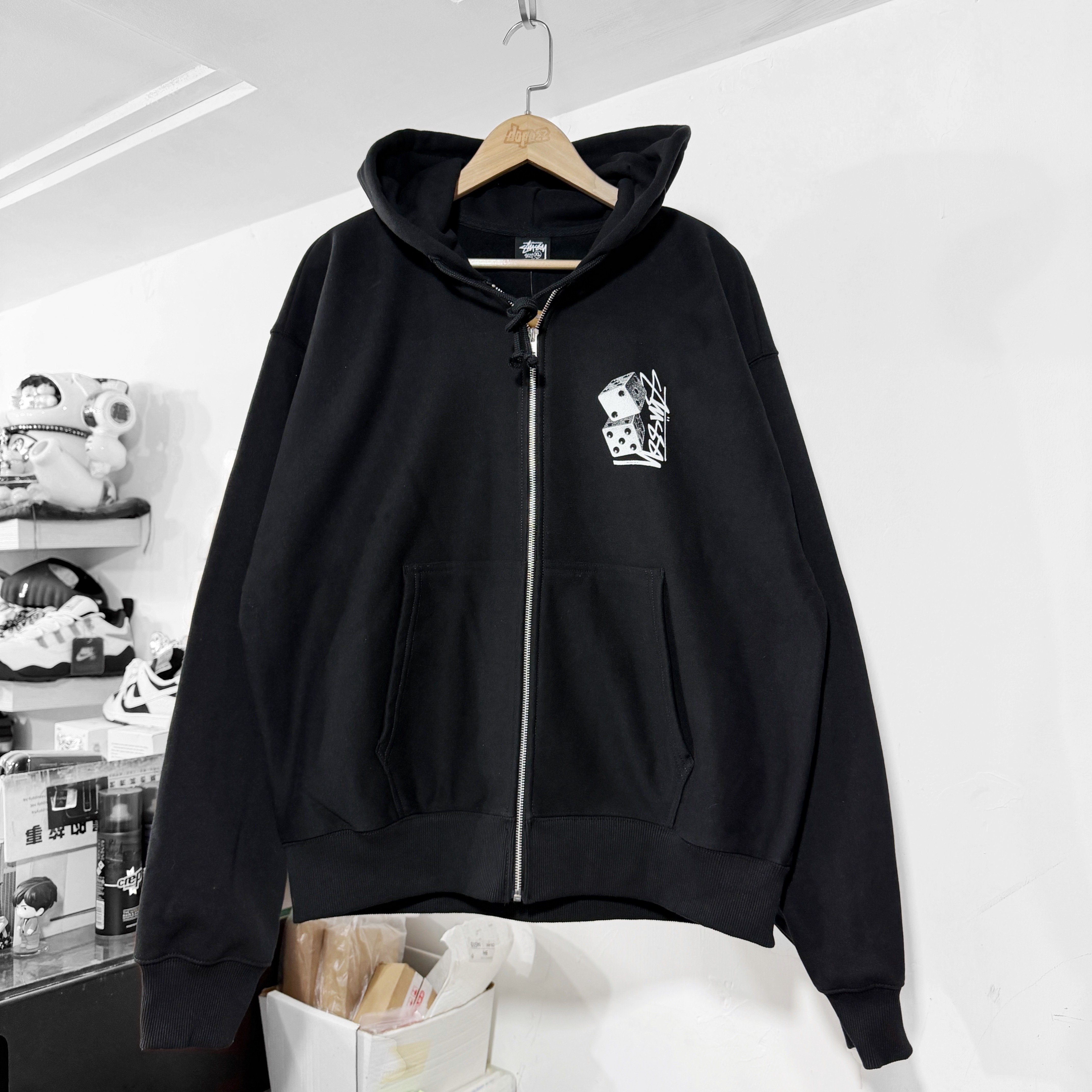 STUSSY TALL DICE ZIP HOODIE BLACK 拉鏈外套