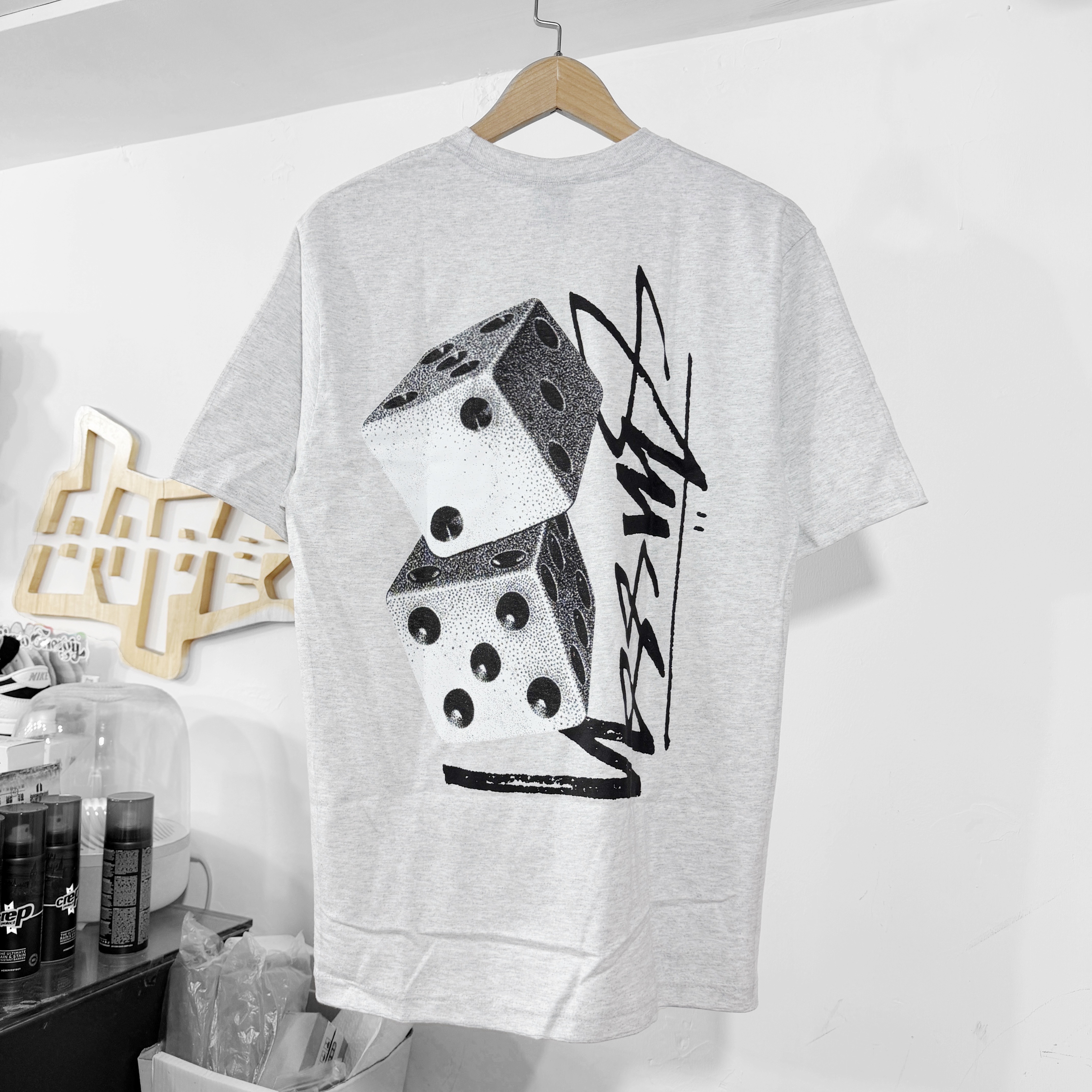 STUSSY SS26 TALL DICE TEE ASH HEATHER 灰色