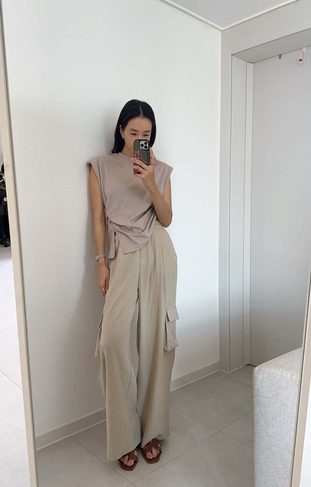 棉麻口袋長褲