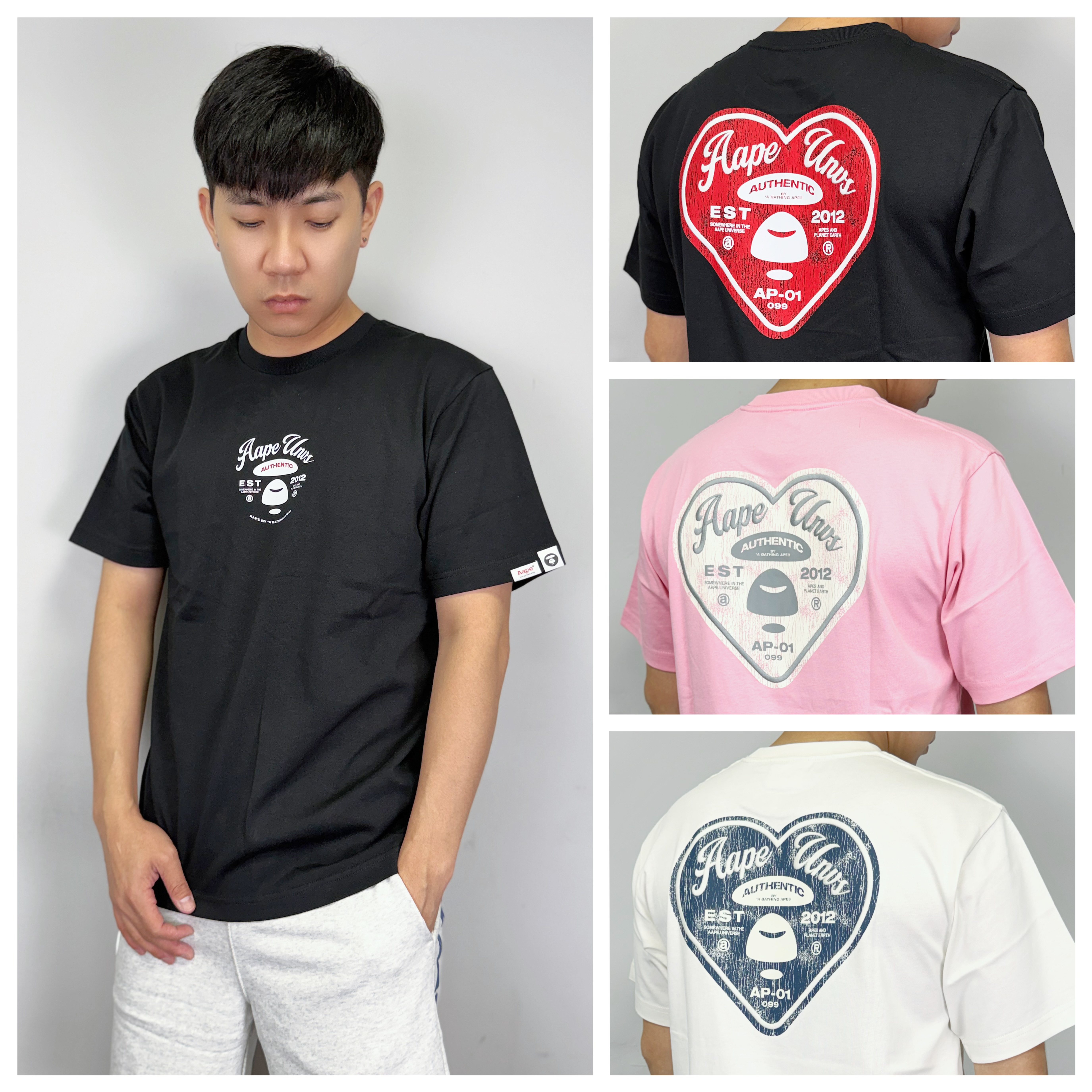 AAPE 背後愛心猿猴字母 短袖上衣 短T