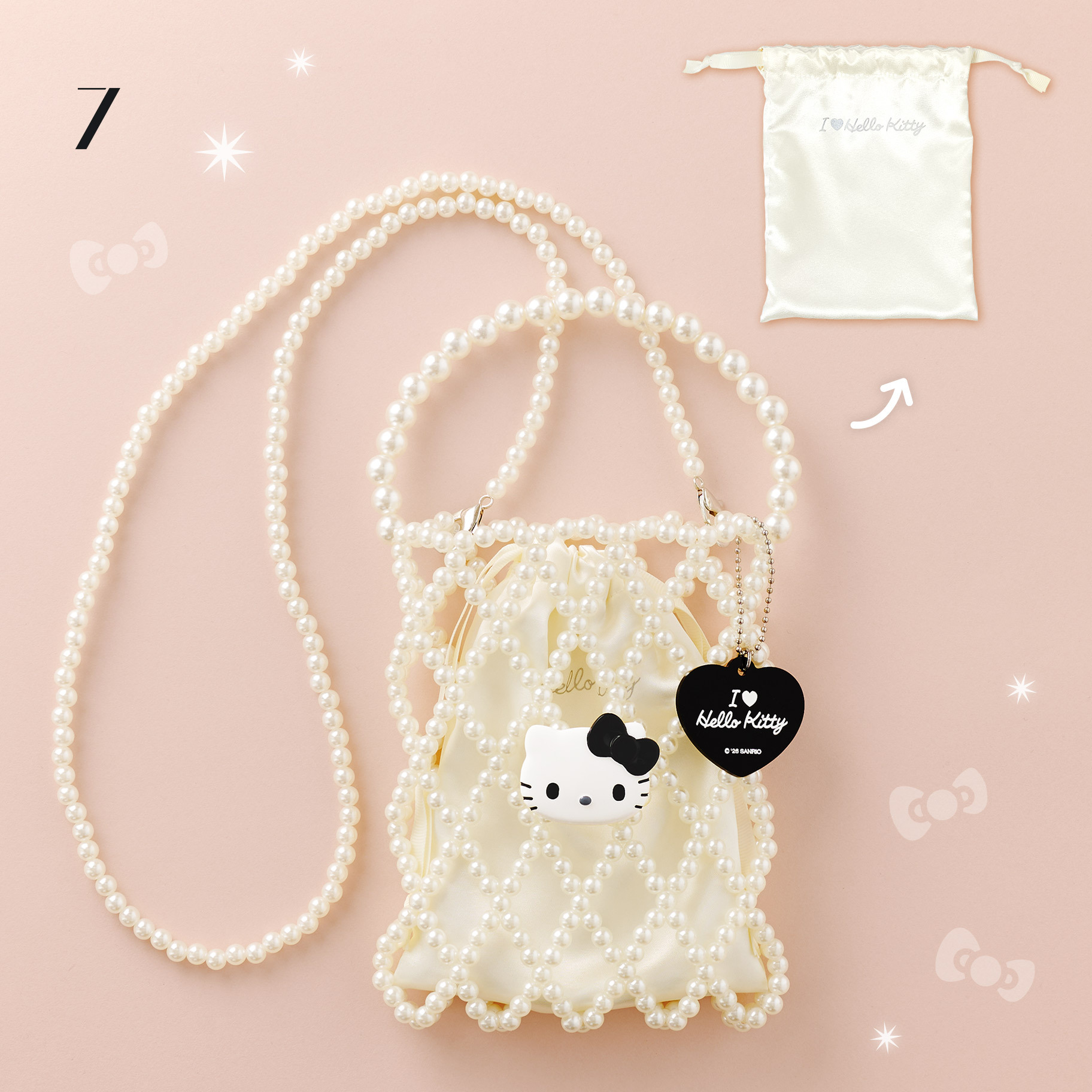 日本 Sanrio I Love Hello Kitty 系列 - 手提斜揹兩用珠珠袋