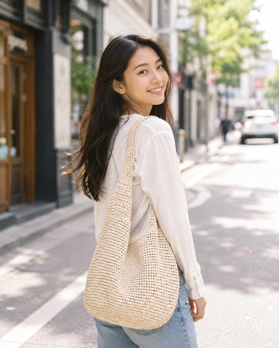 OBS470 Banana Republic Raffia Tote