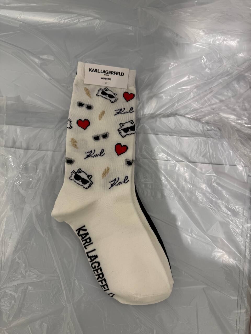 [U] KARL LAGERFELD WHITE/BLACK L4KF7899 2 PACK MULTI LOGO SOCKS, 196788302860 (UKL172)