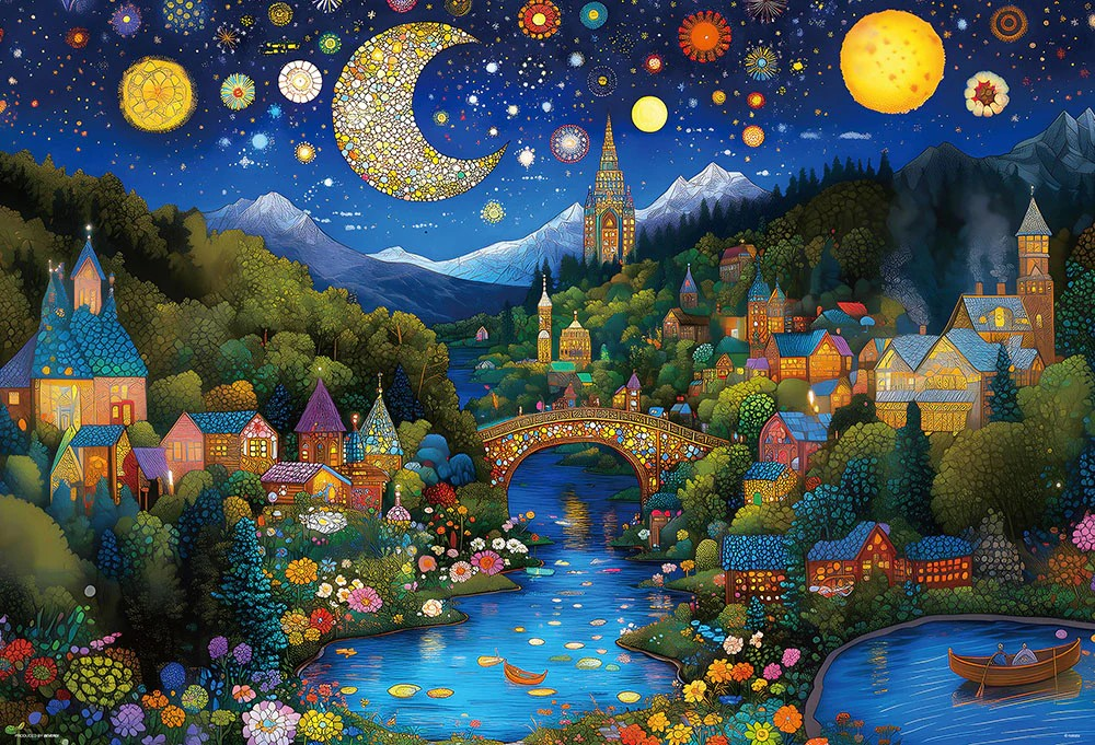 夜晚充滿和平與魔法的世界