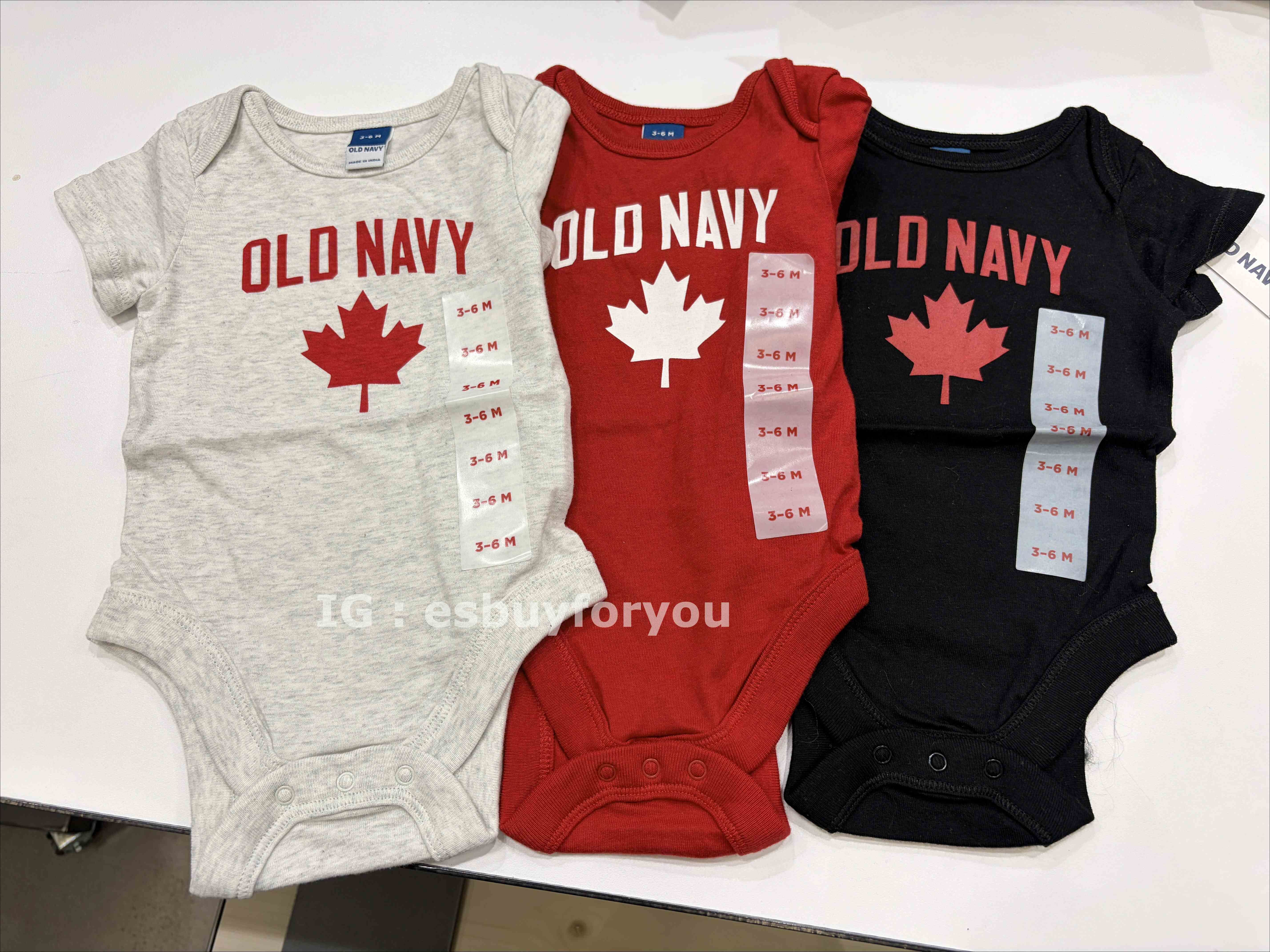 Old Navy BABY 加拿大限定款 楓葉圖案 包屁衣 (3色)