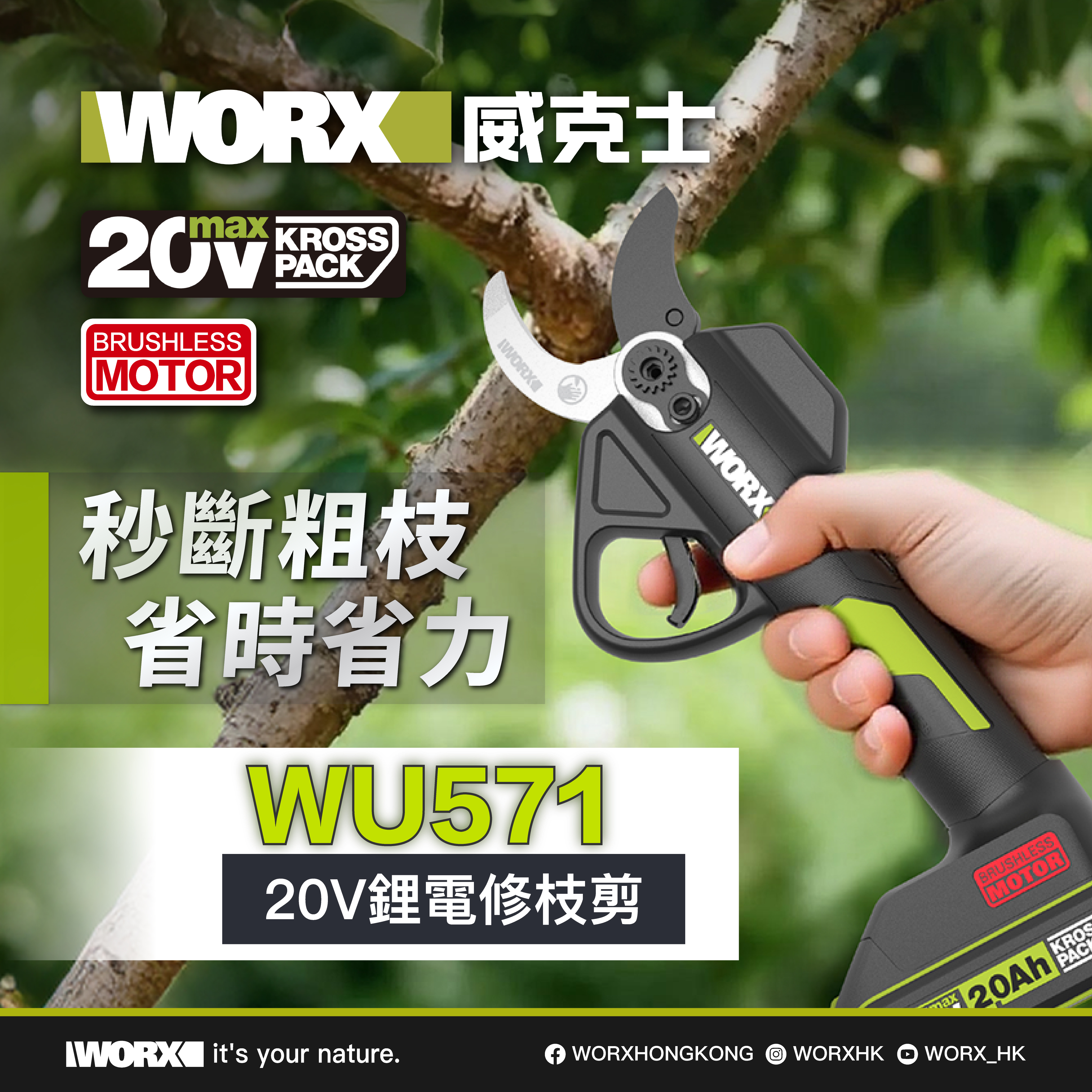 WORX WU571 20V 鋰電電剪刀