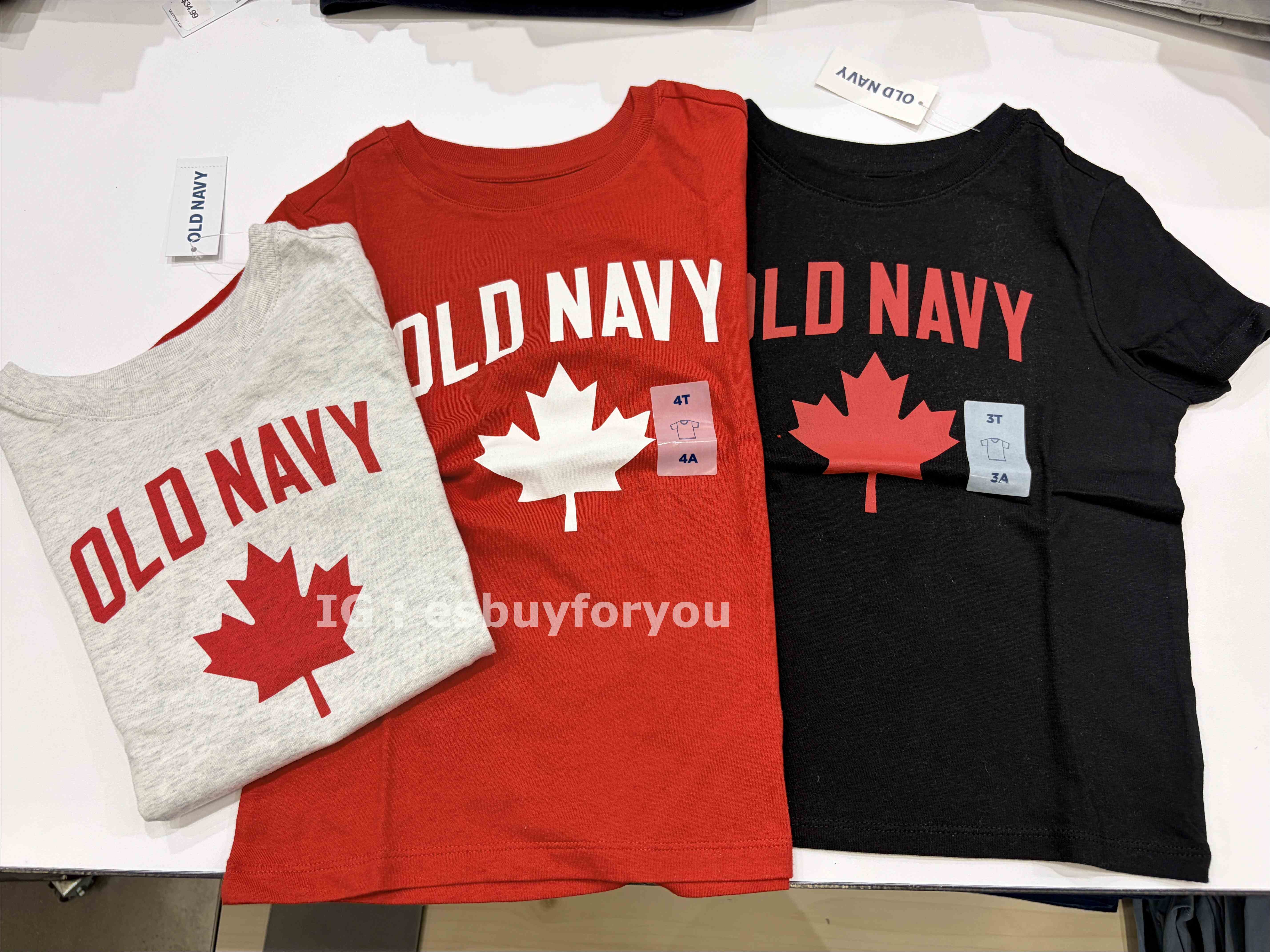 Old Navy 小童 加拿大限定款 楓葉圖案 短TEE (3色)