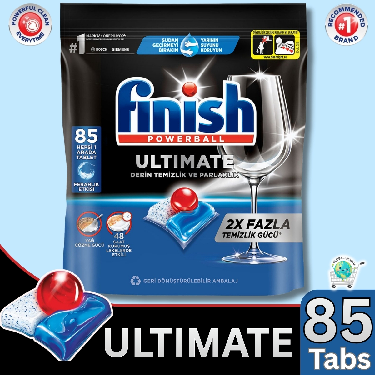 亮碟- Finish Powerball Ultimate All in 1 量子極淨洗碗凝珠 (原味), 85粒