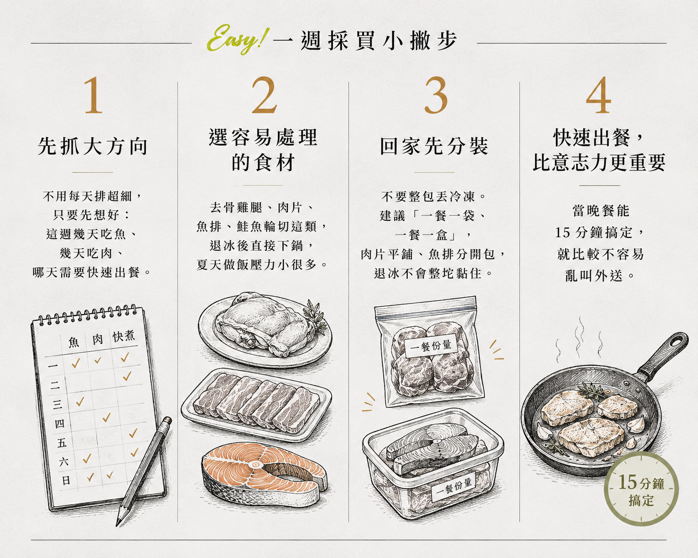 食材分裝冷凍一週備糧懶人採買邏輯