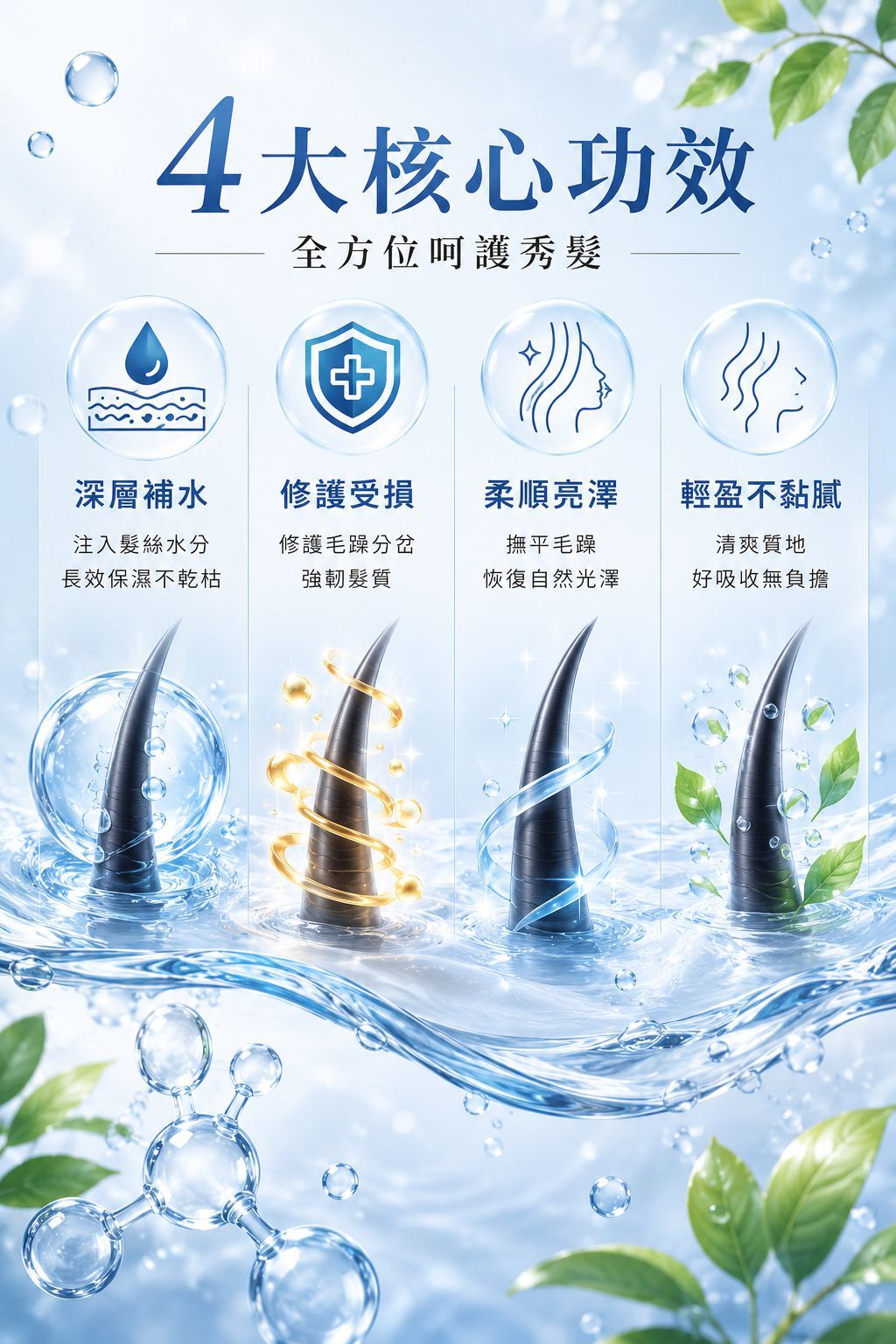 保水精華露,護髮精華,保濕護髮,乾燥毛躁,柔順護髮,染燙修護,髮絲保濕,護髮乳,A&D雅頓,受損髮護理,亮澤護髮,免沖洗護髮