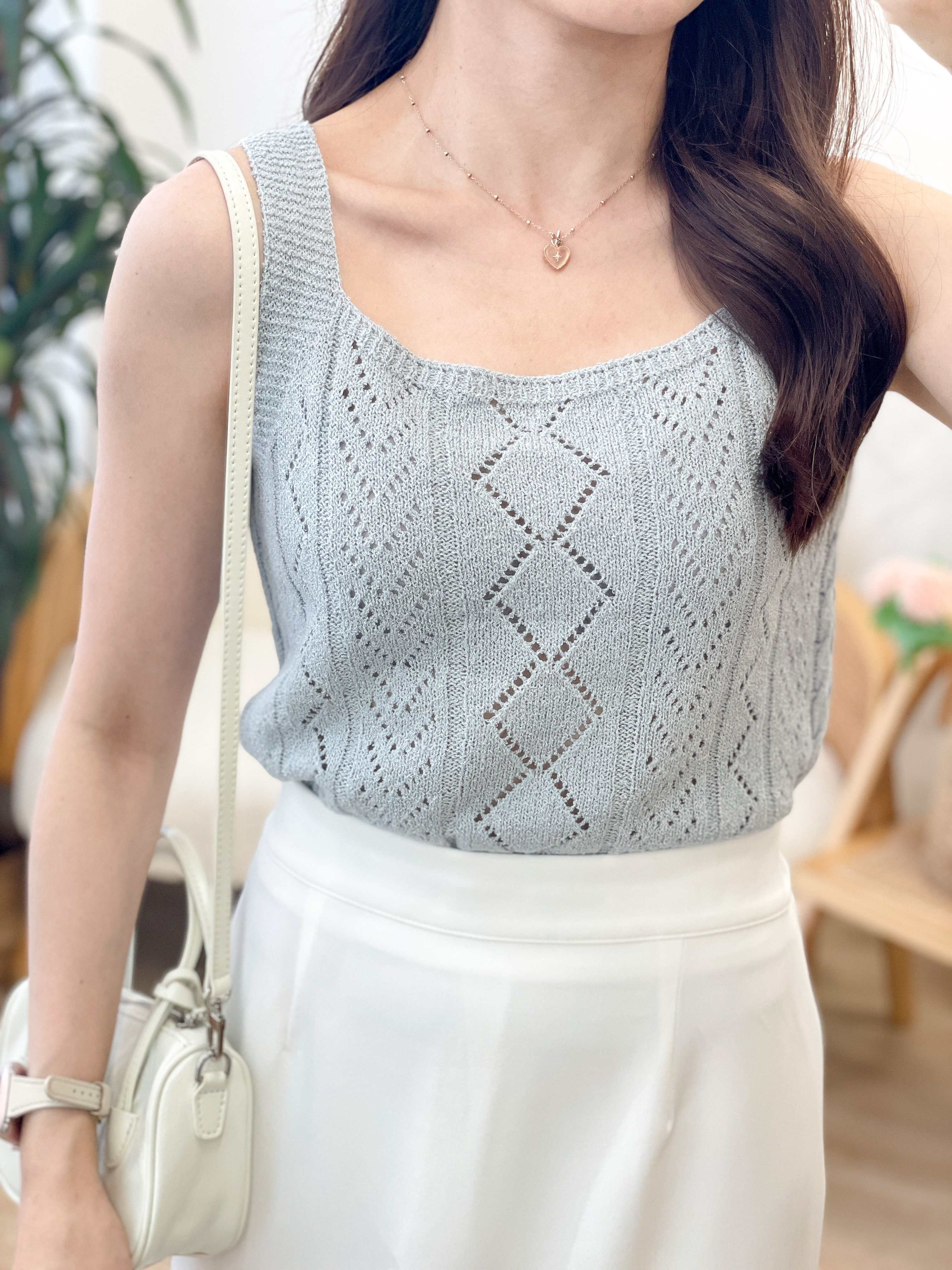 T1555 Isla Open-Knit Tank Top