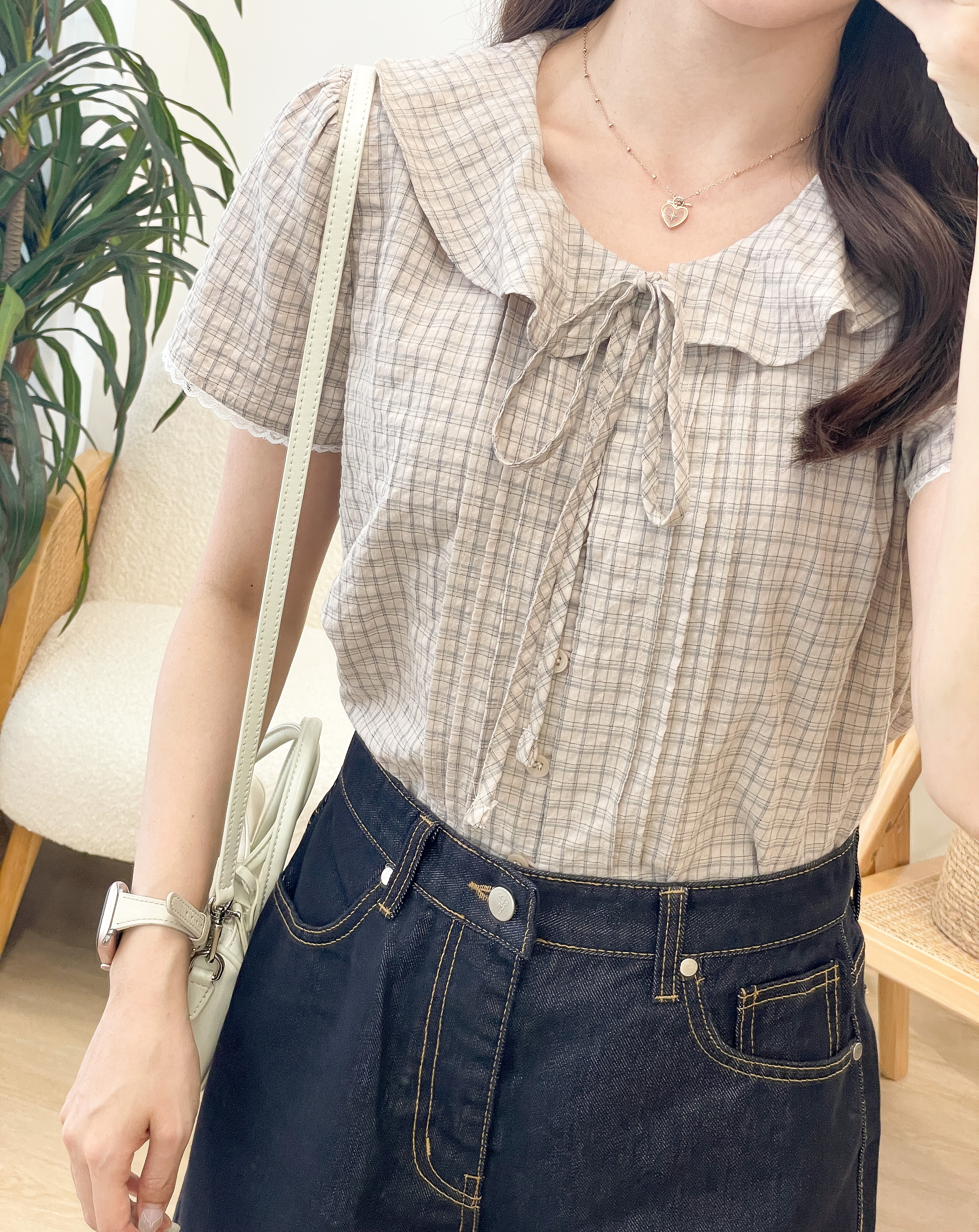 T1556 Cleo Checkered Blouse