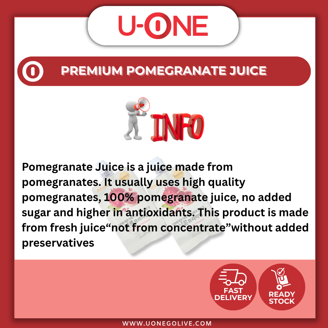 U-ONE | Korea | Premium Pomegranate Juice | 100ml x 30 Pack | 100% Organic Product