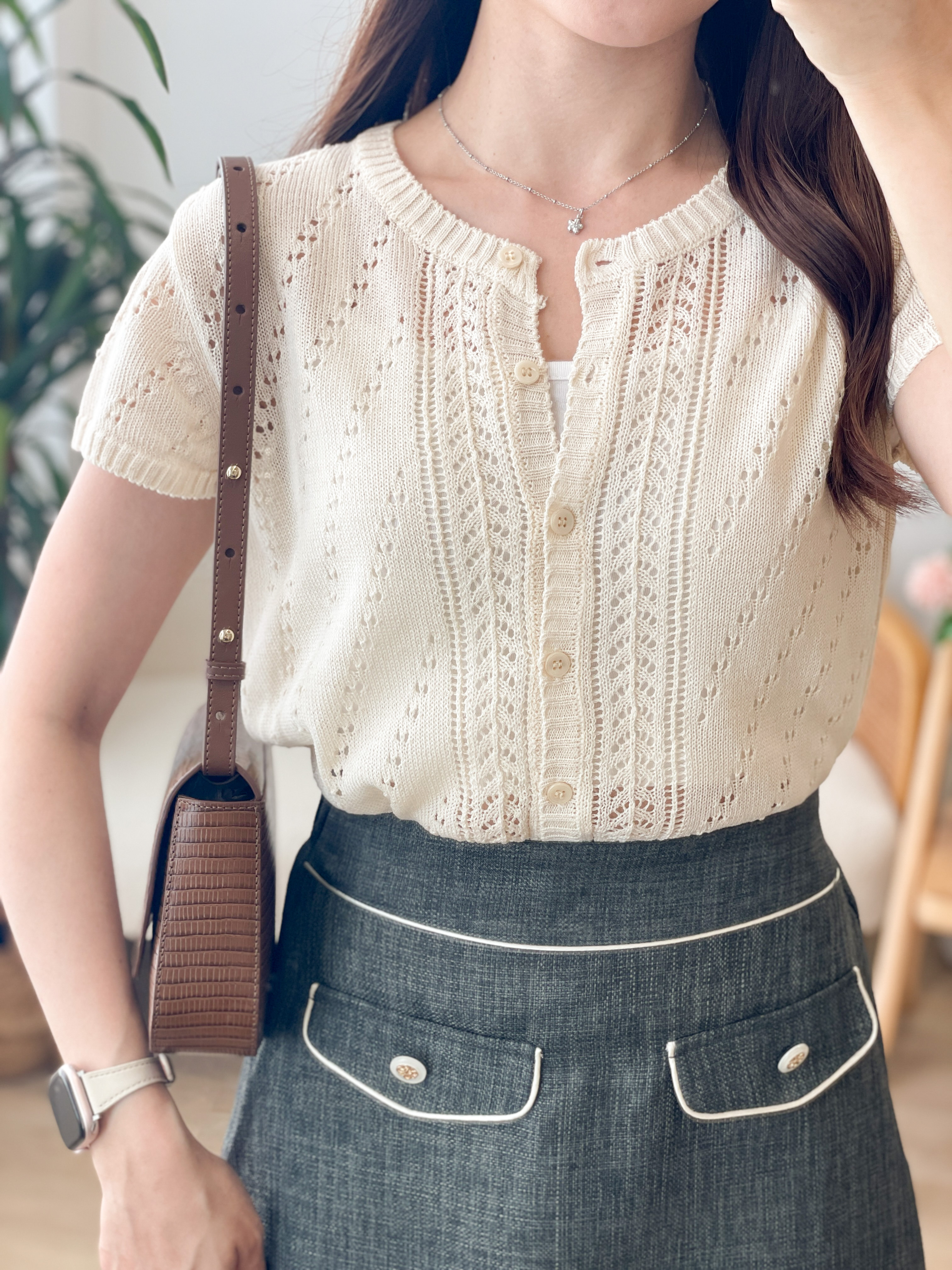 T1558 Amelie Open-Knit Top