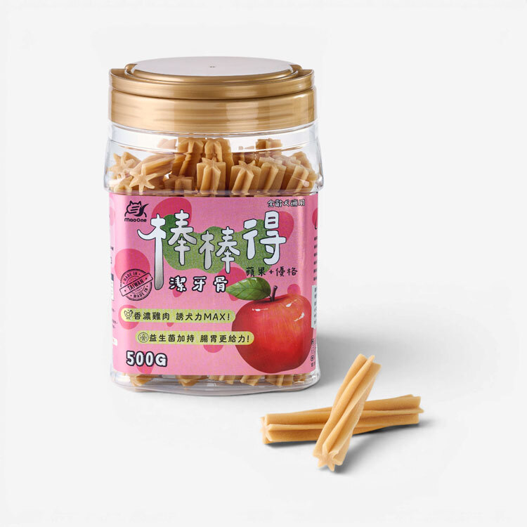 【棒棒得】蘋果+優格｜益生菌潔牙骨-桶裝500g
