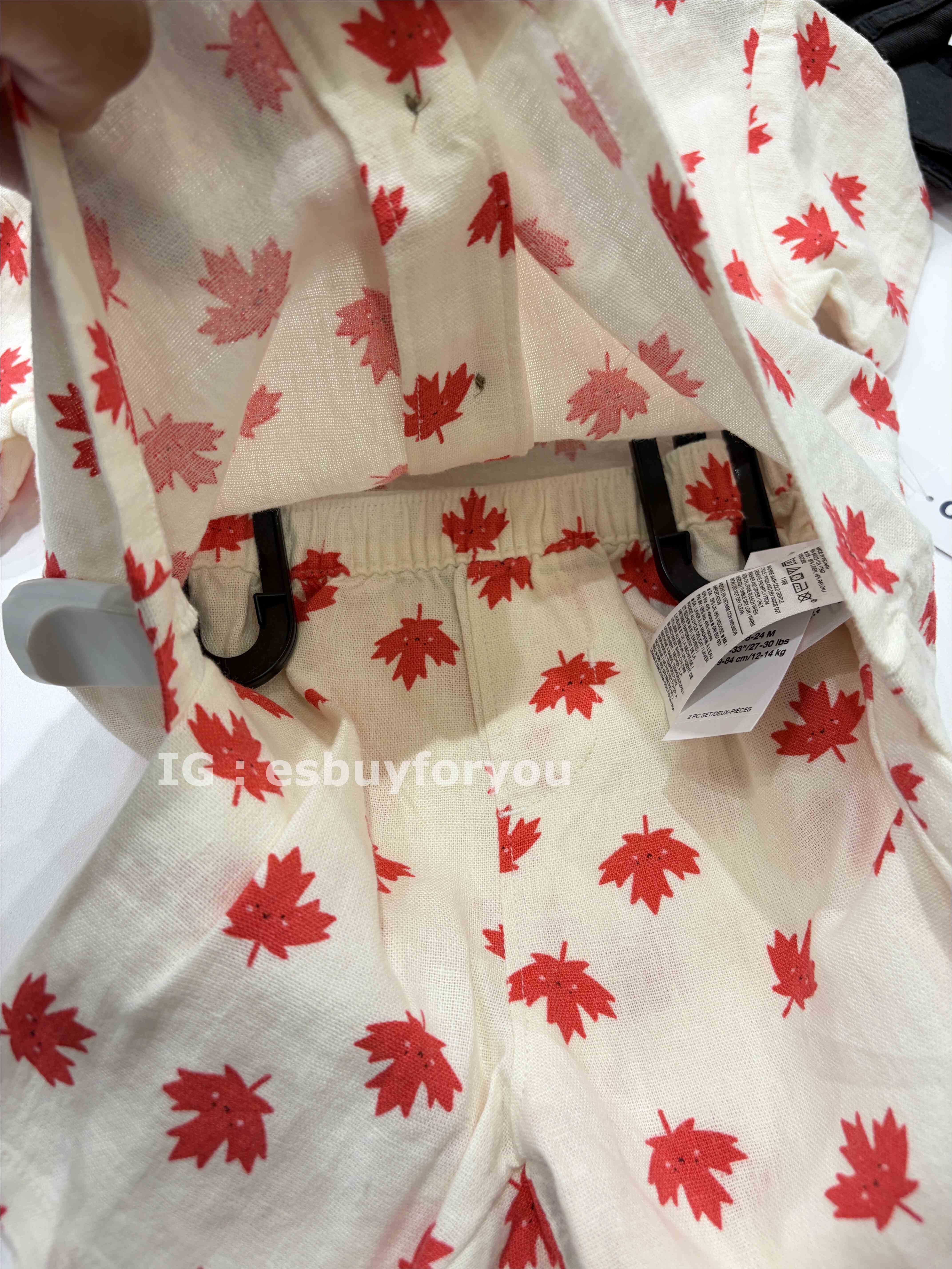 Old Navy BABY 加拿大限定款 滿版 棉麻材質 襯衫組